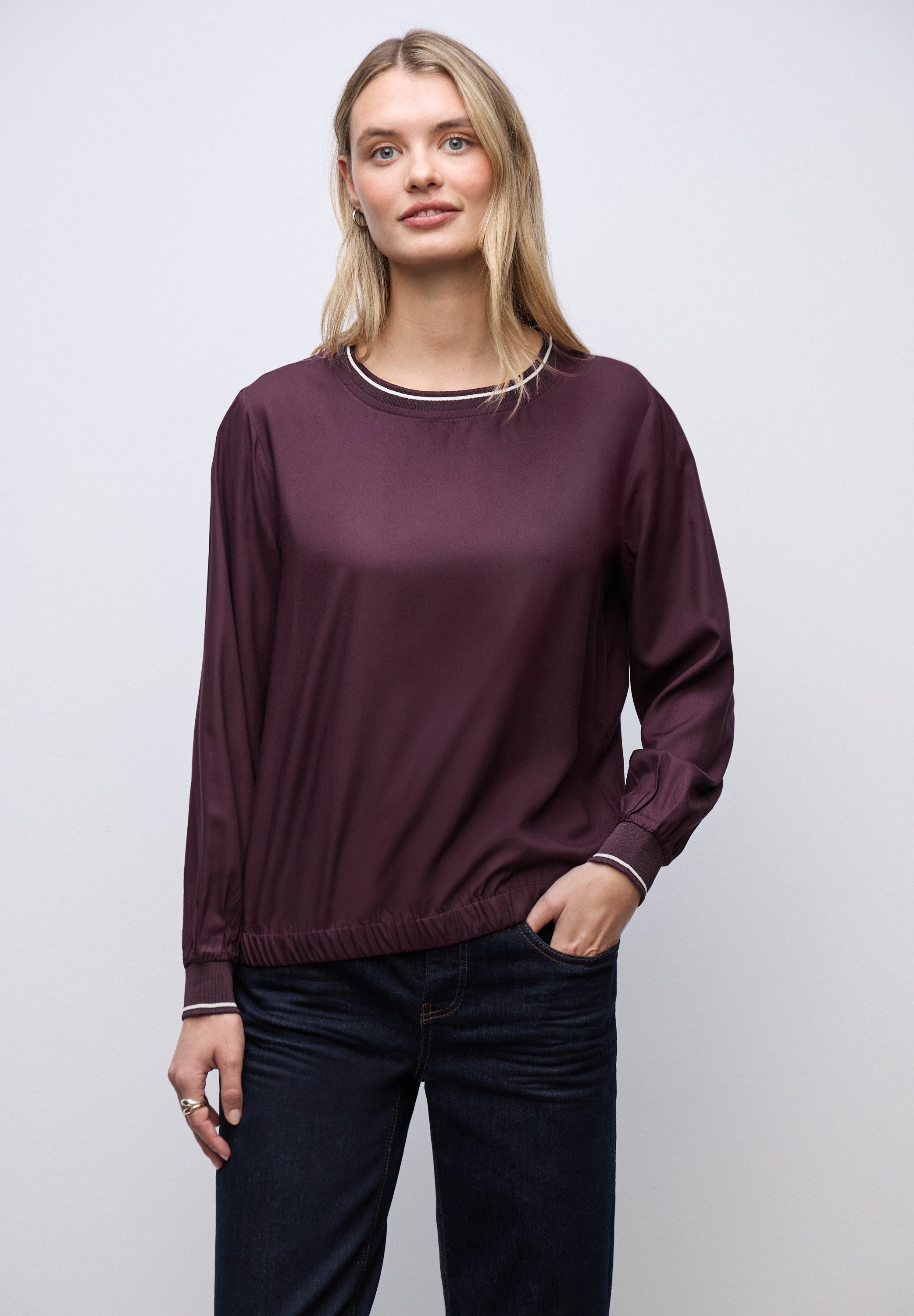 STREET ONE Langarmbluse mit Elastiksaum günstig online kaufen