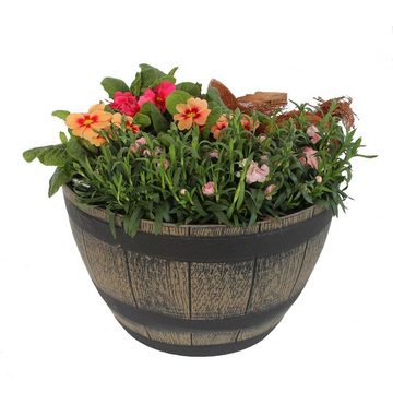 colourliving Pflanzkübel Pflanztopf rund 40 cm Weinfass-Optik Blumenkübel (1 St), Blumentopf, Blumenfass, wetterbeständig