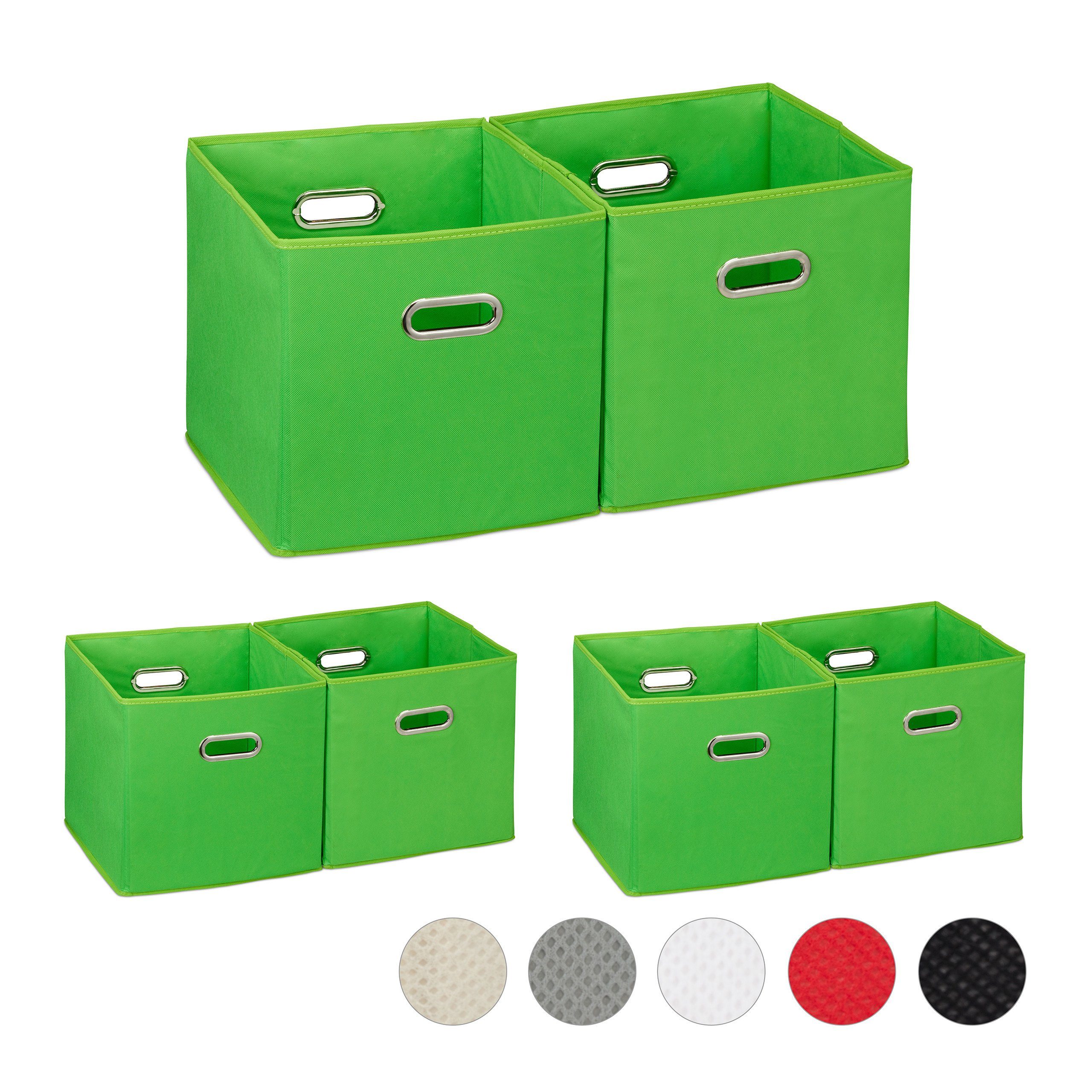 relaxdays Aufbewahrungsbox 6 x Aufbewahrungsbox Stoff grün
