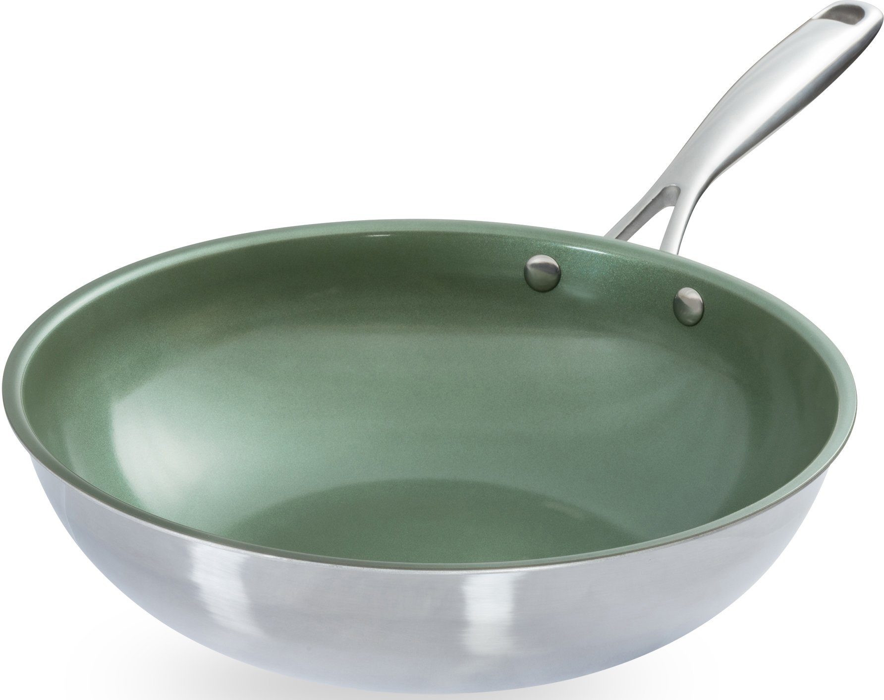 JUST VEGAN Wok CeraVegan, Edelstahl 18/8 (1-tlg), Pflanzliche Keramikbeschichtung, Induktion, Ø 28 cm