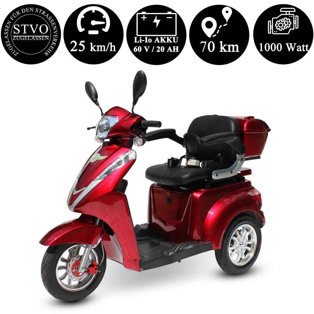 ECO ENGEL Elektromobil ECO ENGEL 501 Rot 20 Ah Li-Io Akku, Seniorenmobil 1000 W, 1000,00 W, 25,00 km/h