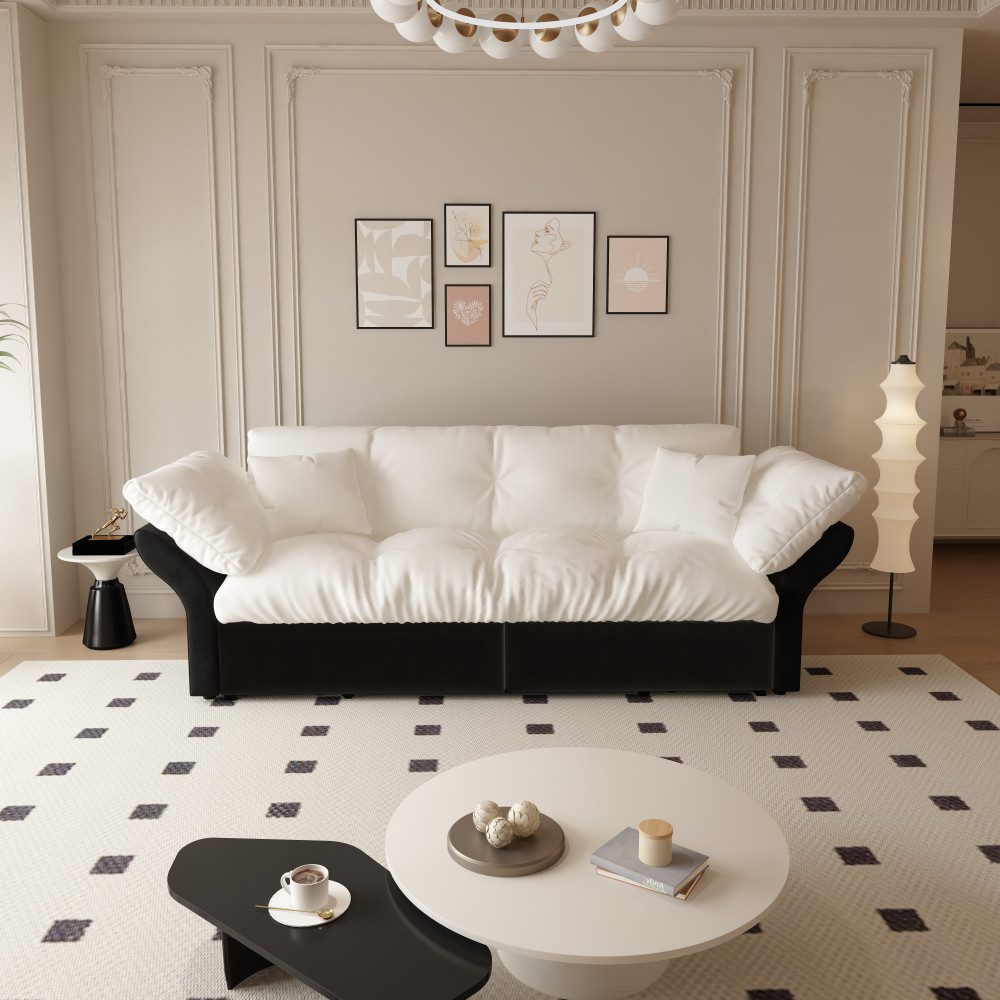 BBG Schlafsofa 3-in-1 Schlafsofa 190 cm – Platzsparendes Ausziehsofa mit Bettfunktion, Kleine Größe Gästebett, Velours Couch mit Kissen, Perfekt für kleine Wohnungen & Besuch