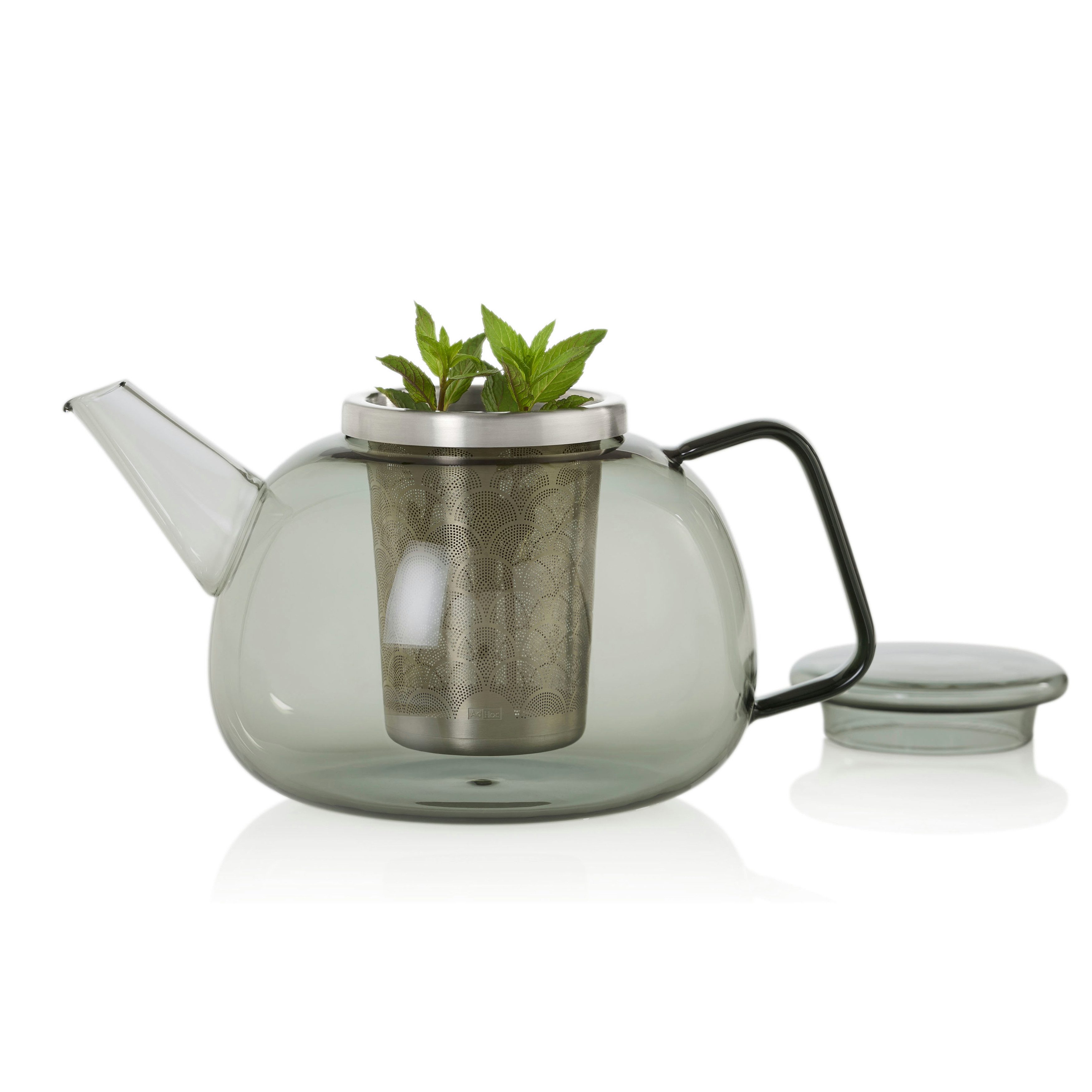 AdHoc Teekanne Yuna, 1,6 l, hochwertige Glas Kanne mit Feinfilter aus Edelstahl