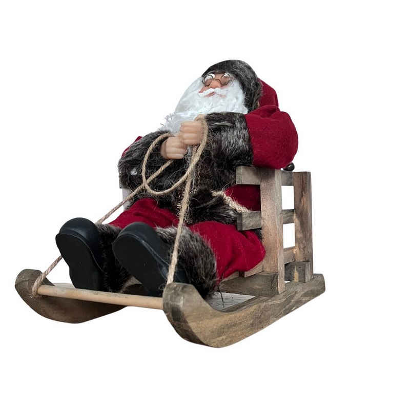 Wohnando Dekofigur Weihnachtsmann auf Schlitten,Weihnachtsdeko, Santa Claus auf Schlitten