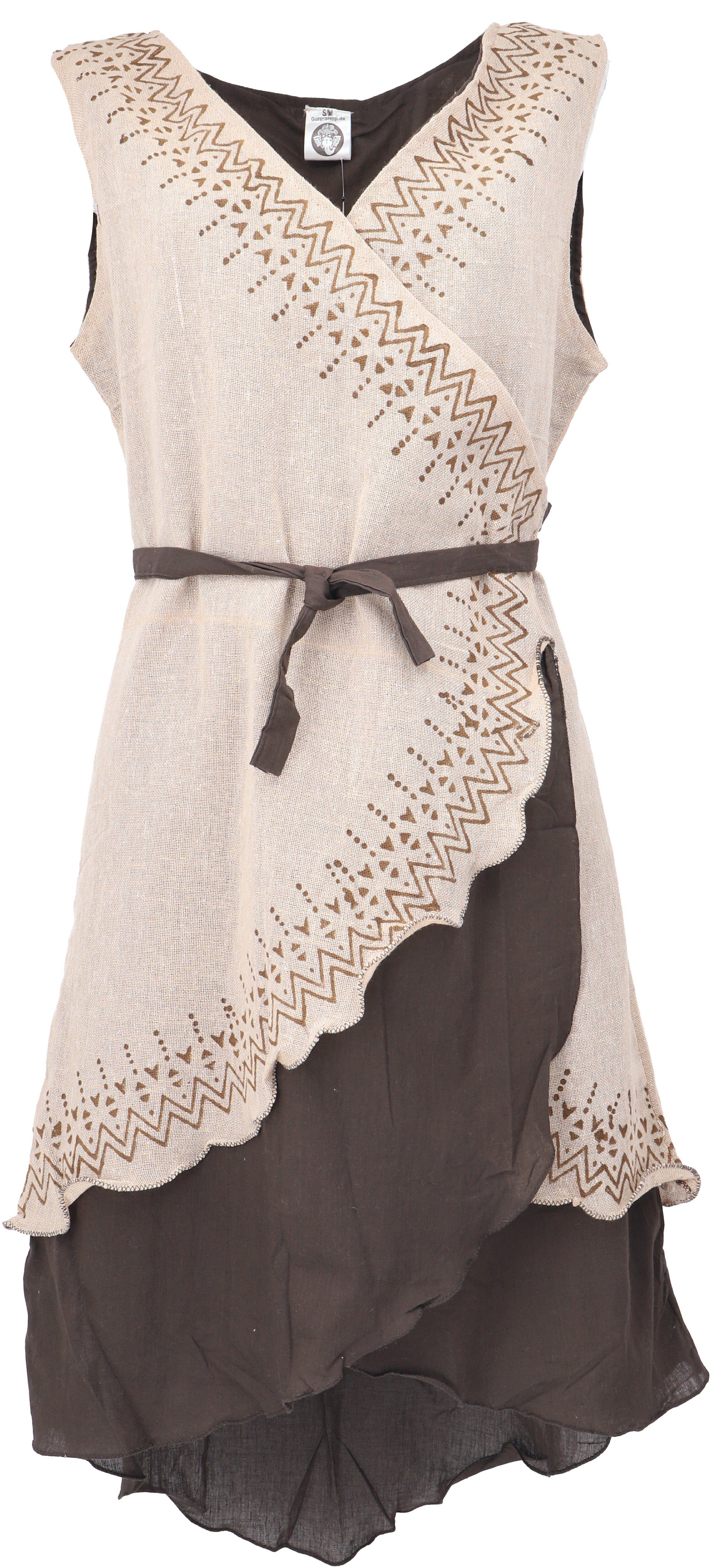 Guru-Shop Longbluse Natürliche Wickeltunika mit handgefertigtem.. günstig online kaufen