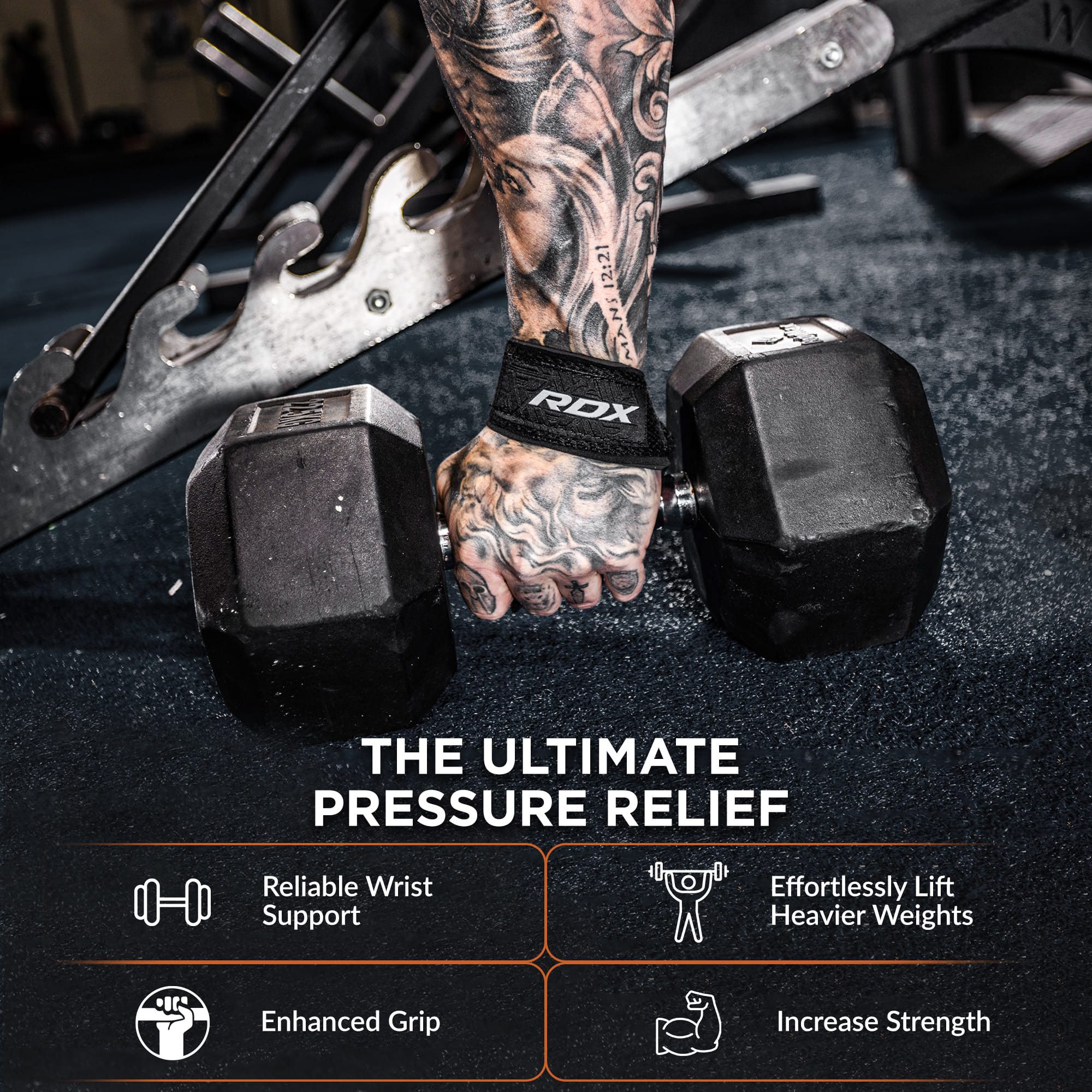 RDX Handgelenkschutz RDX Lifting Straps Strength Training, 60 cm lange professionelle