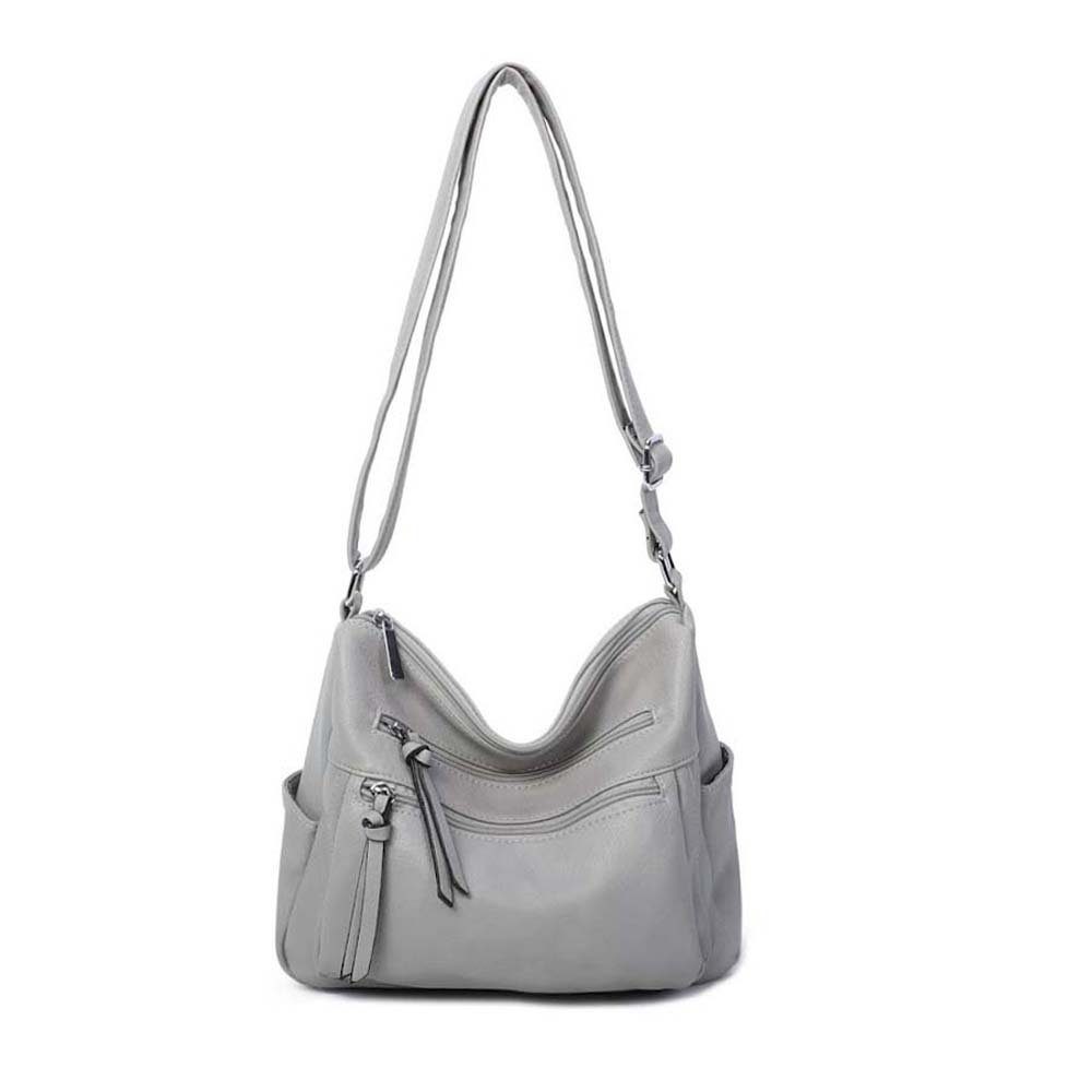 ITALYSHOP24 Schultertasche Damen Tasche Shopper Crossbody, als Handtasche, Umhängetasche, Hobo Bag tragbar