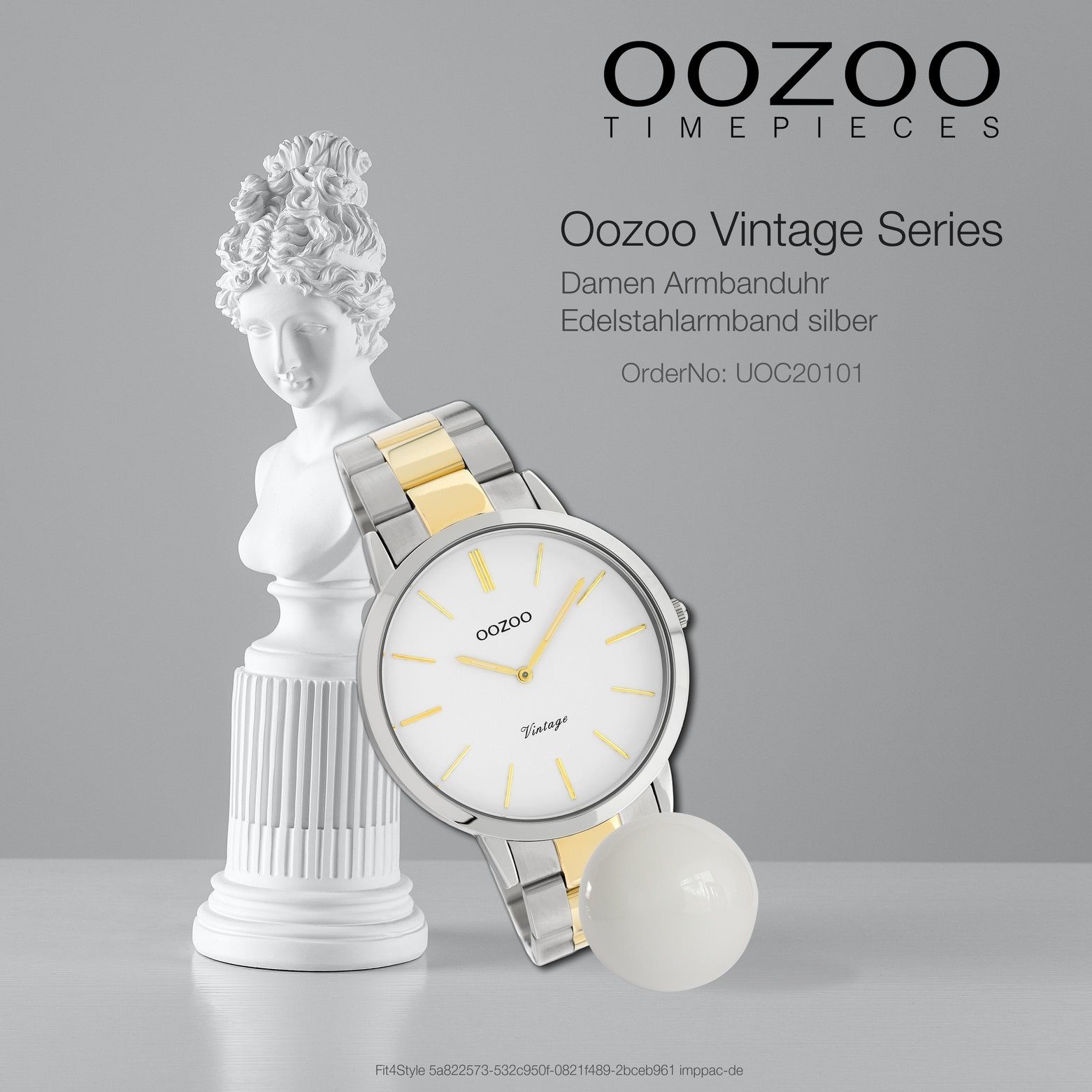 OOZOO Quarzuhr Oozoo Unisex Armbanduhr Edelstahlarmband, 42mm) gold silber Fashion-Style Quarz, groß Damen, Herrenuhr rund, (ca