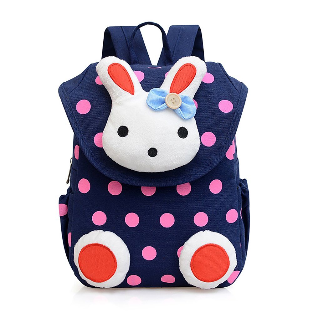 GelldG Rucksack Süße Kaninchen, Babyrucksack, Kinderrucksack für Mädchen, Kleinkinder dunkelblau