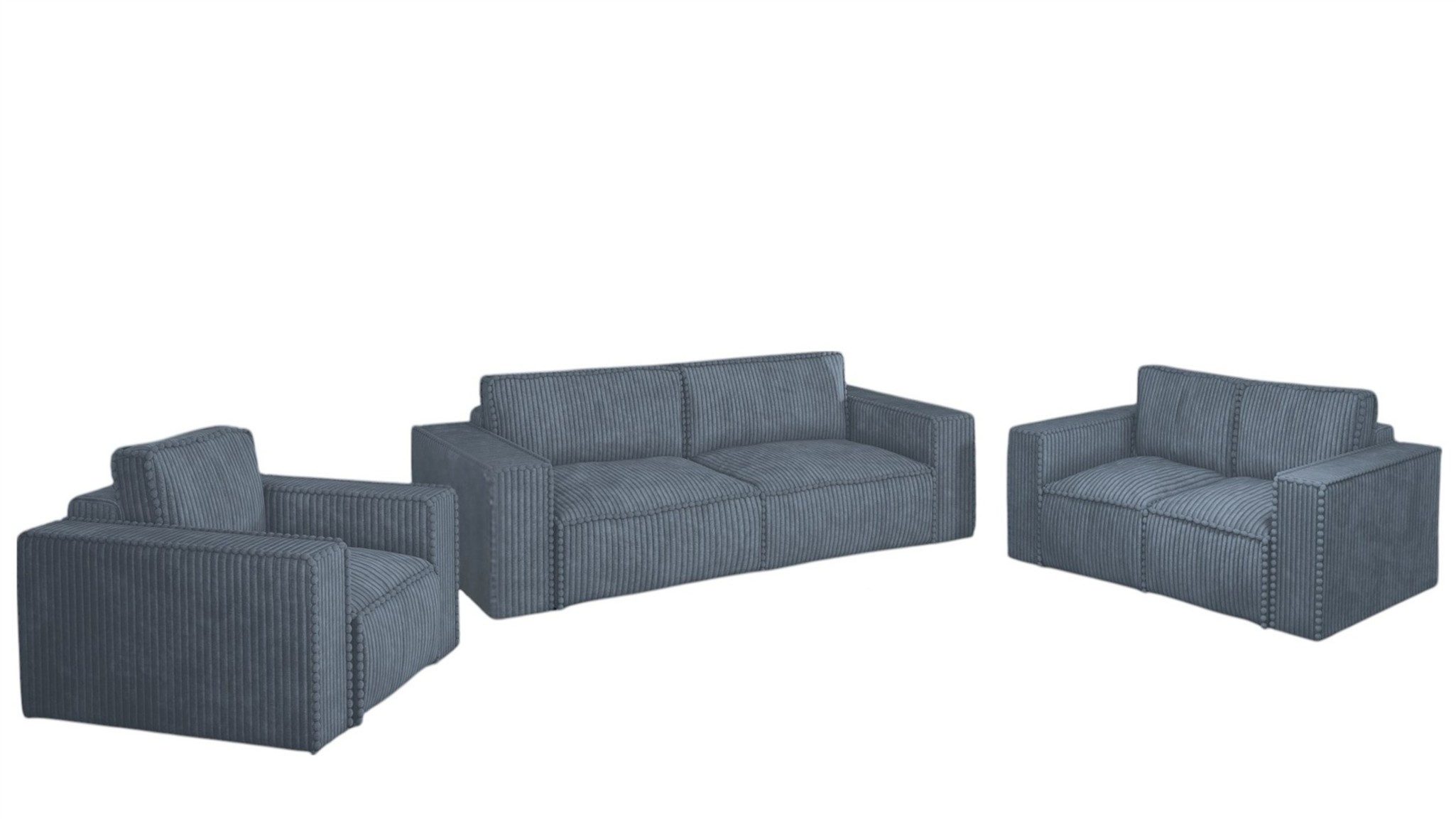 Fun Möbel Polstergarnitur Sofa-Set Sofa VAJANA 3-2-1 Sofagarnitur in Stoff Tilia, (3-Sitzer mit Schlaffunktion, 3-tlg), Rundumbezug