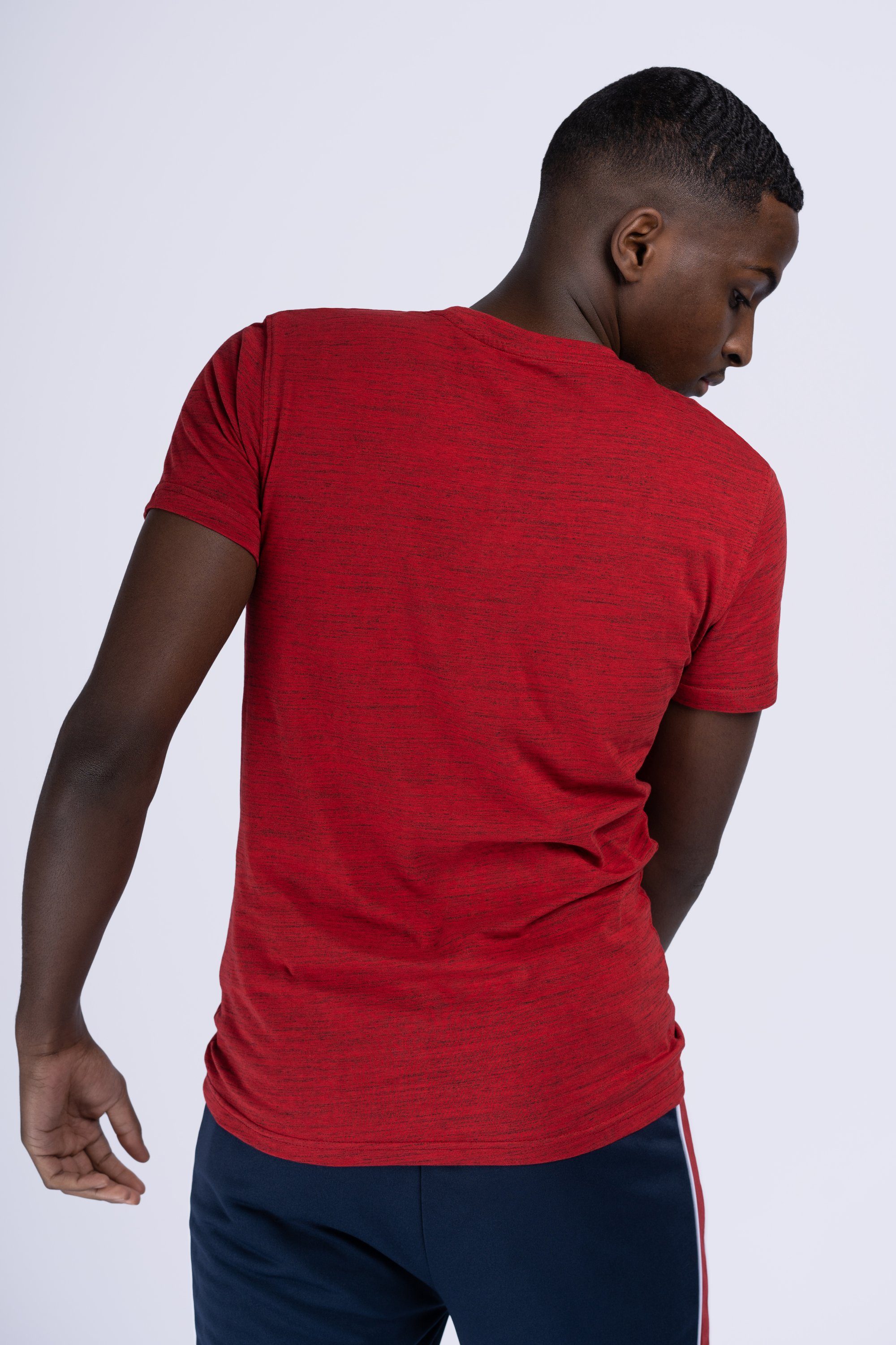 Red/Ecru WARMWELL Marl Lonsdale T-Shirt