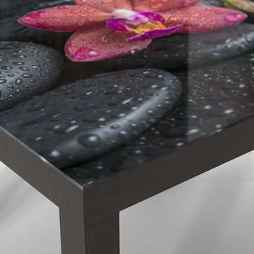 DEQORI Couchtisch 'Blüte und Steine benetzt', Glas Beistelltisch Glastisch modern