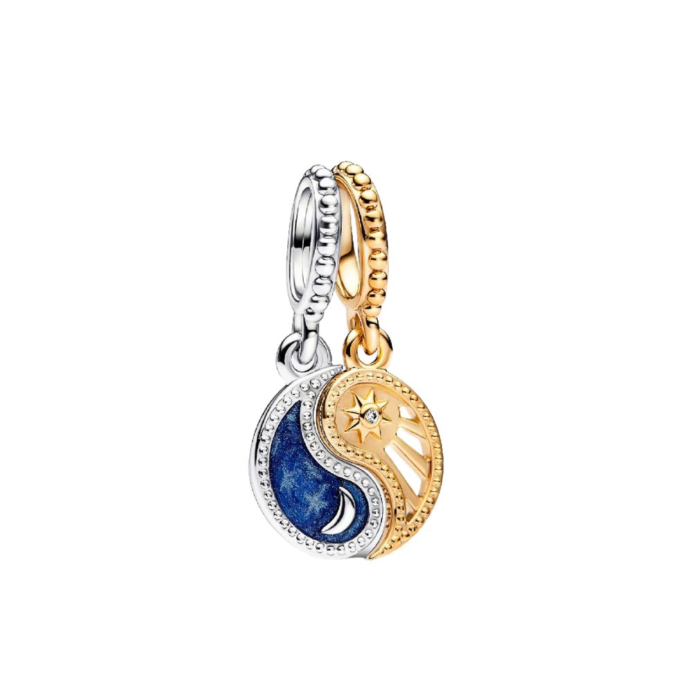 Charm-Einhänger SHINE-762678C01, Vergoldet, Sonne, Mond, Zirkonia, Teilbar