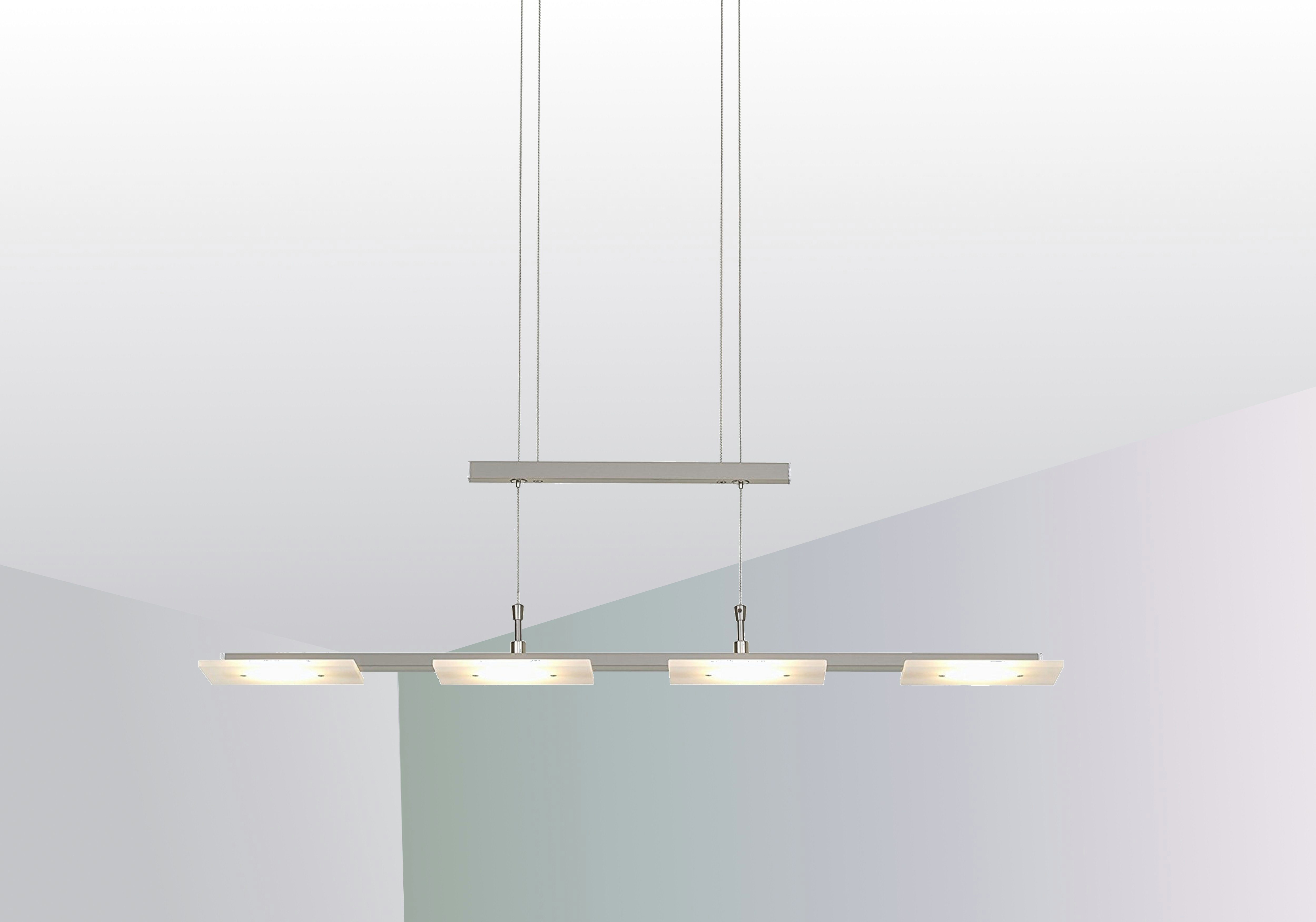 TRANGO LED Pendelleuchte, 2013-R42 Design stufenlos dimmbare & höhenverstellbar LED Pendelleuchte in Edelstahl-Optik ca. 880mm Lang inkl. 4x 5.5 Watt LED Modul 3000K warmweiß *MOMO* Esstischleuchte, Hängelampe - Deckenleuchte - Wohnzimmerlampe Echtglas