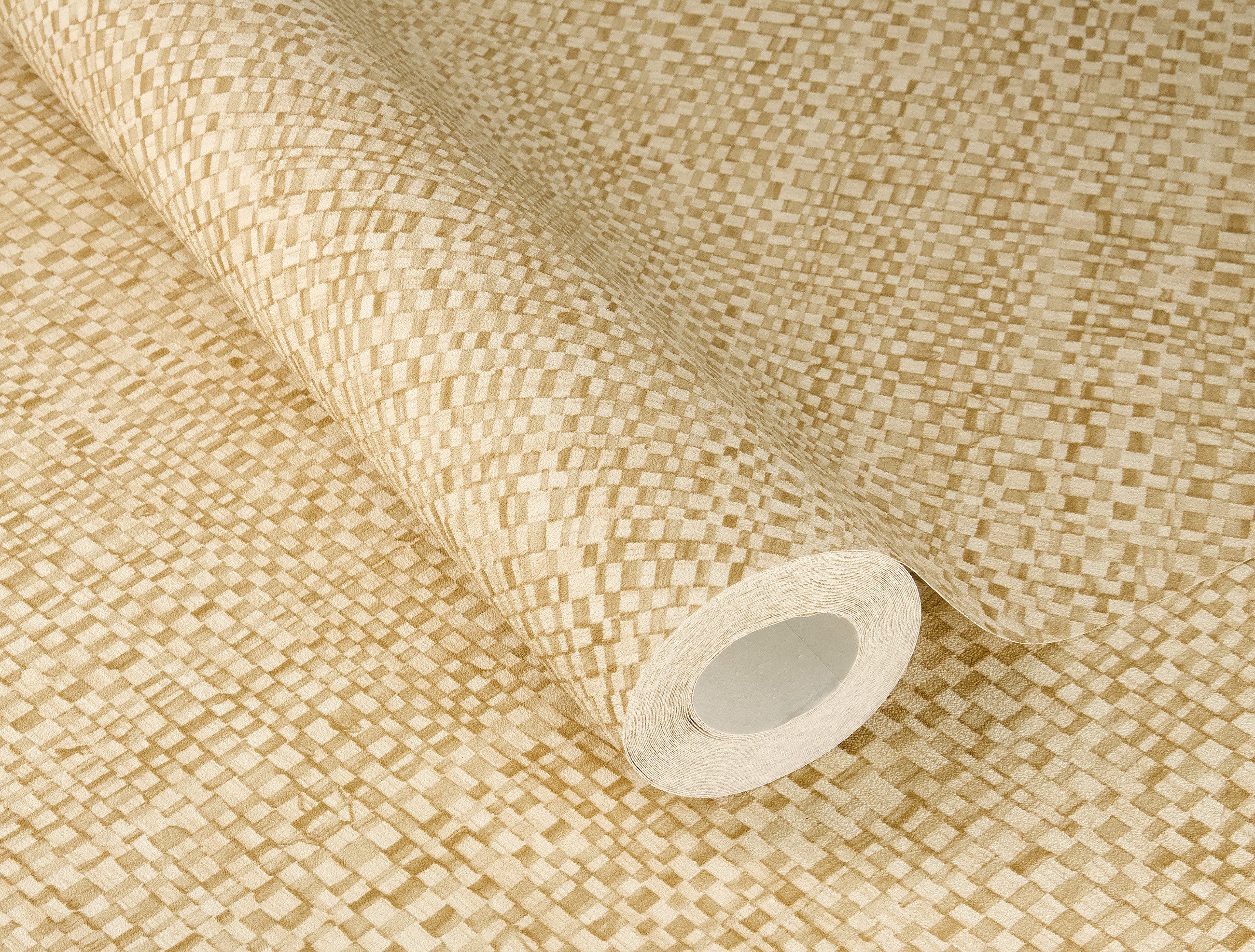 Rasch Vliestapete mit Flechtoptik in Dunkel-Beige - Feine Gewebeoptik, strukturiert, Flechtoptik, matt, Ton-in-Ton, geometrisch, (1 Rolle, 1 St), gewebte Optik