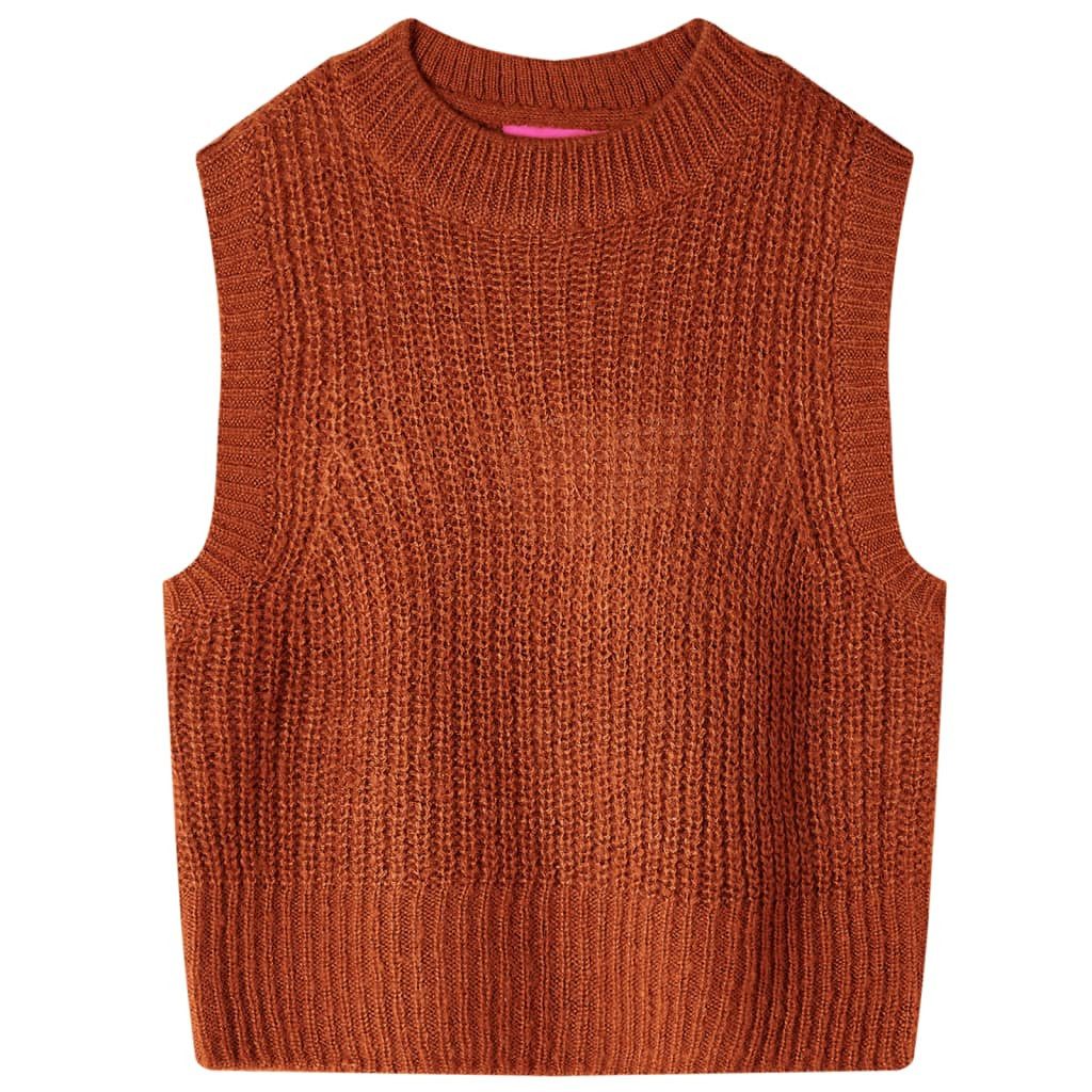 Strickweste Kinder-Pulloverweste Gestrickt Cognac 92