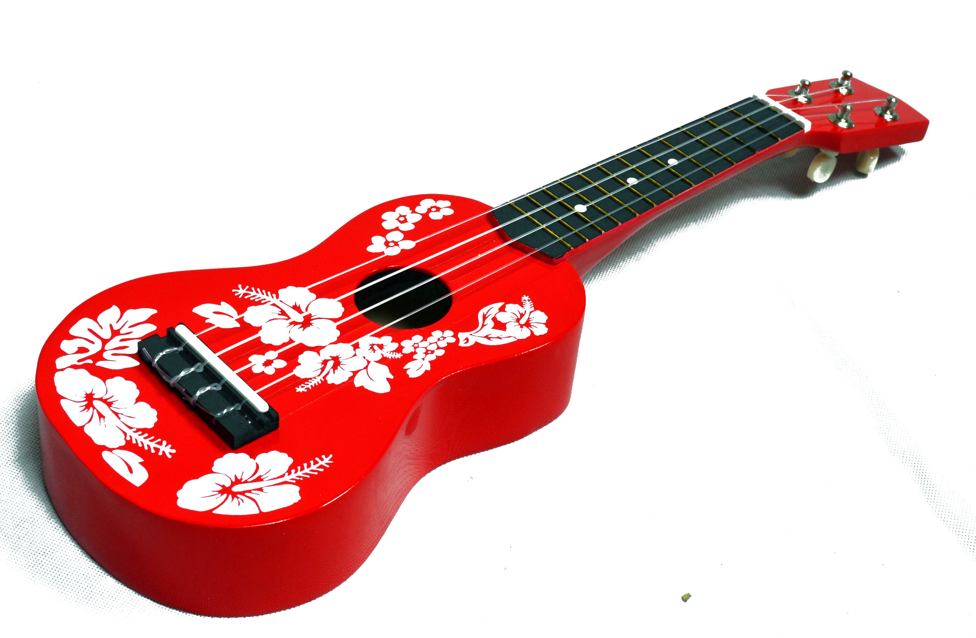 MSA Ukulele Sopranukulele Hawaii Motiv Blumenmuster Nylonsaiten bunt