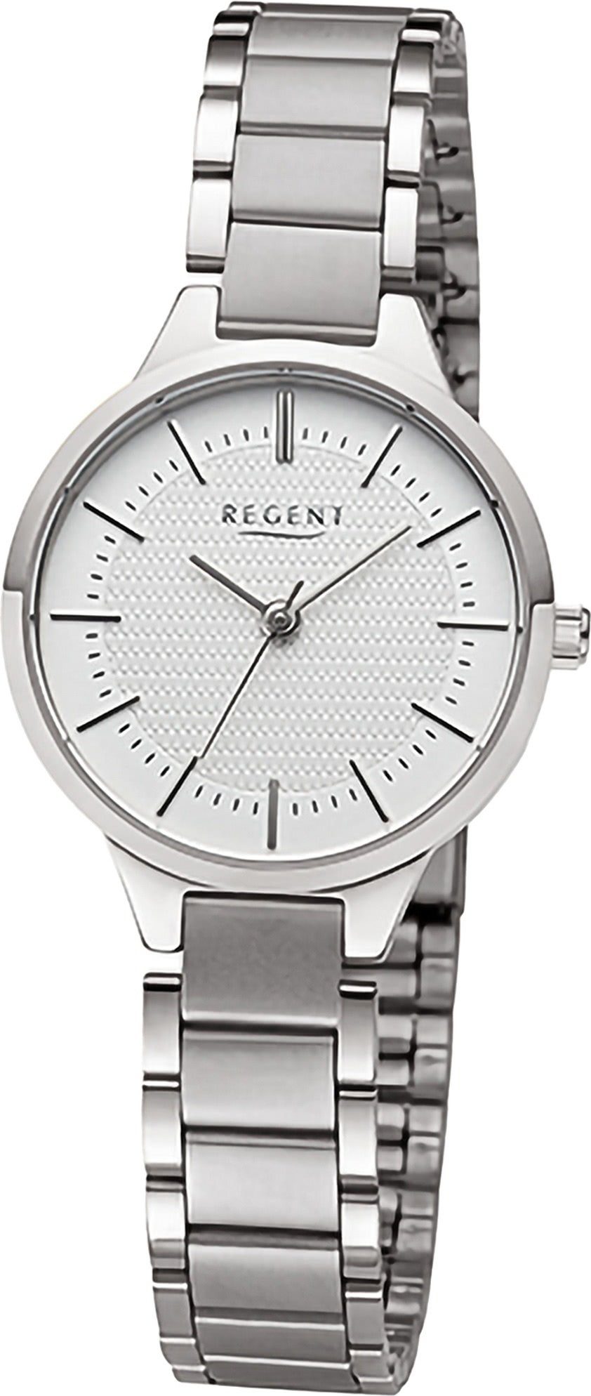 Armbanduhr Damen Metallarmband Analog, 28mm), groß rund, Armbanduhr (ca. Regent Regent Damen Quarzuhr extra