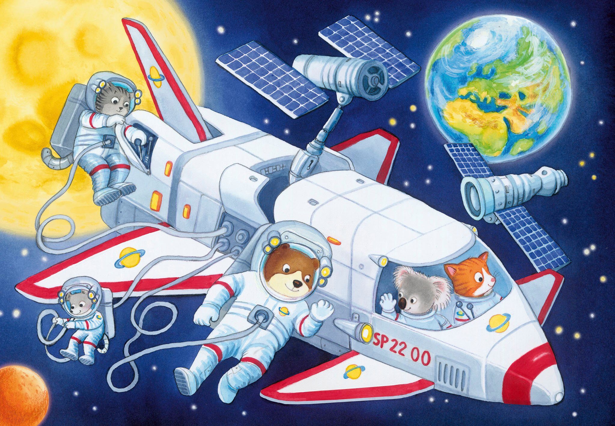 Ravensburger Puzzle Reise durch den Weltraum, 48 Puzzleteile, 2x24 Teile; Made in Europe