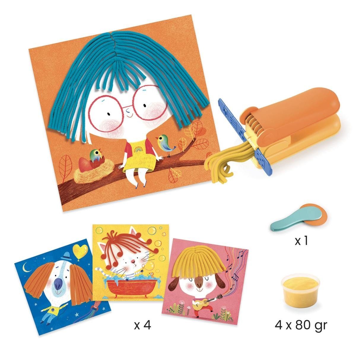 DJECO Kreativset Bastelpackung 3-6: Knete Haare tolle Frisuren gestalten