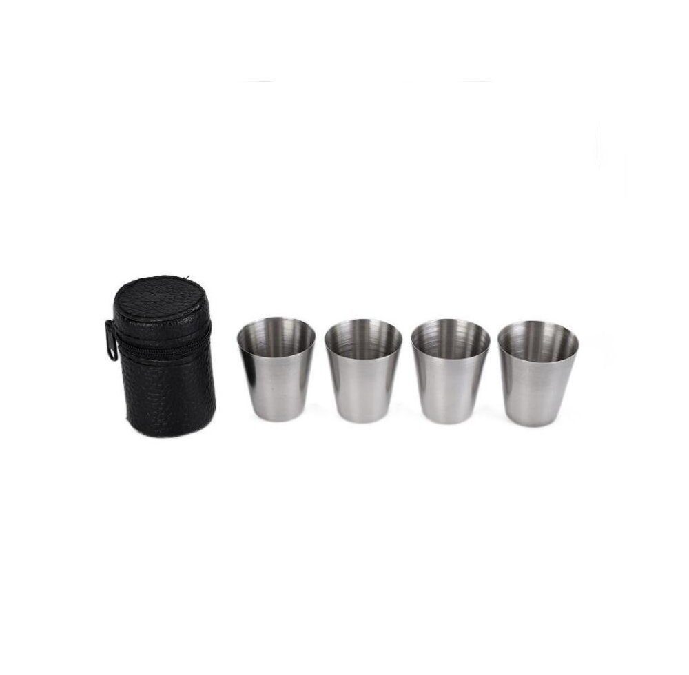 TUABUR Tasse 4er-Set Edelstahlbecher 30 ml Kleine Edelstahl-Schnapsbecher