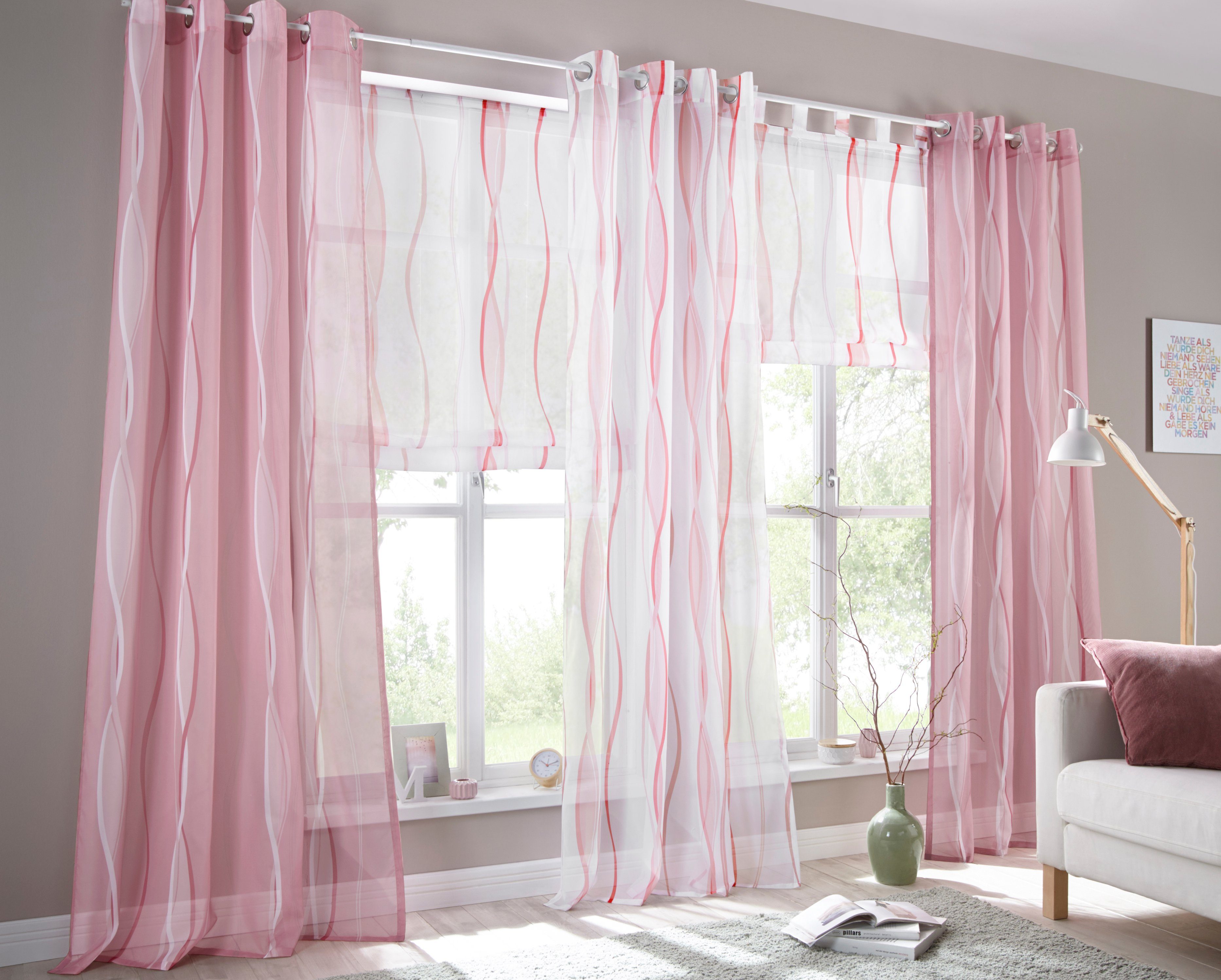 home, Polyester 2er-Set, St), Voile, Dimona, Ösen Voile, my Gardine transparent, rosé transparent, (2