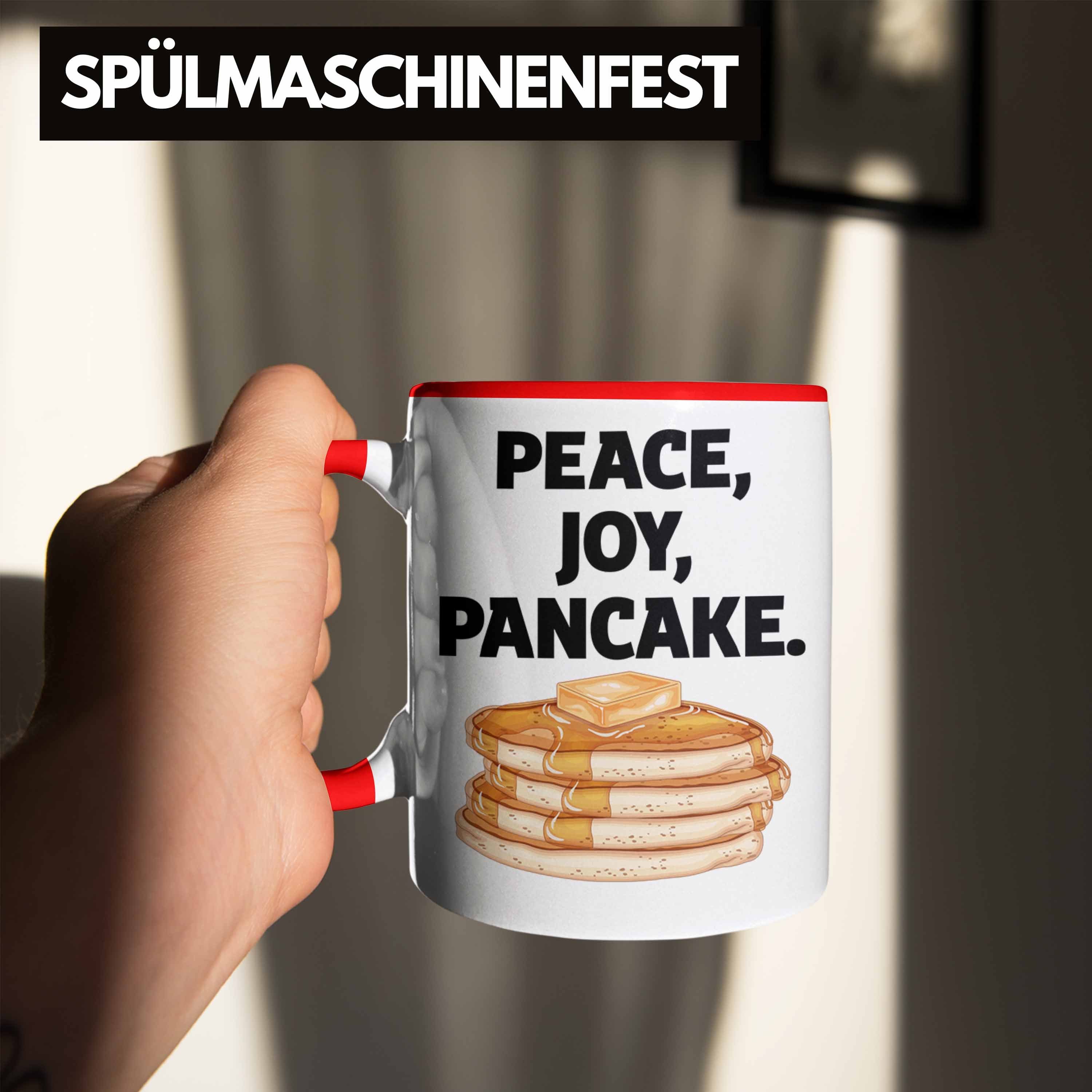 Kaffee-Becher Rot Pfannkuchen Tasse Trendation Geschenk Eierkuchen Tasse Peace Joy Pancake