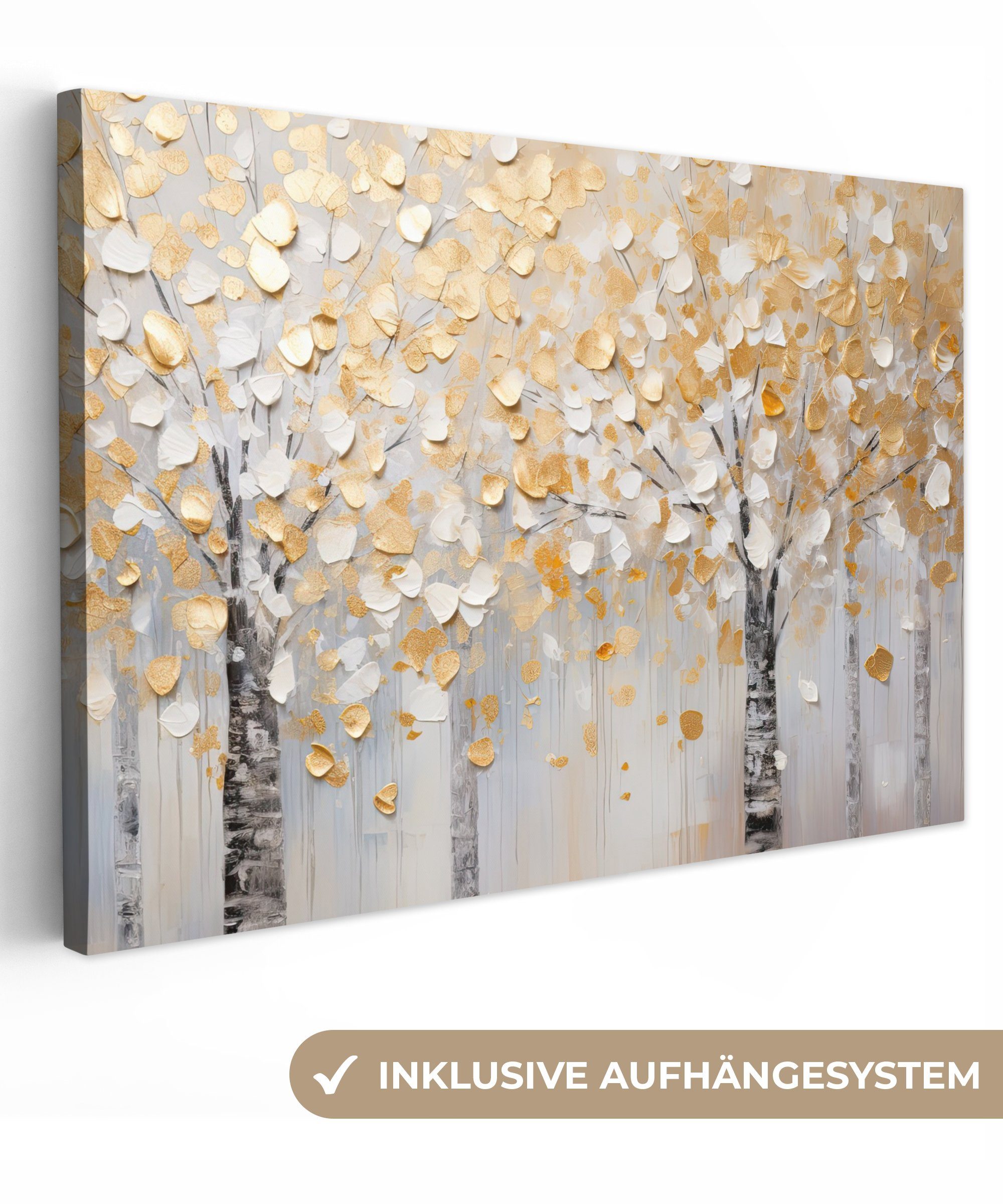 OneMillionCanvasses® Leinwandbild Bäume - Aquarell - Kunst - Natur, Fotodruck (1 St), Leinwand Bilder Klein, Wand Dekoration Aesthetic 30x20 cm