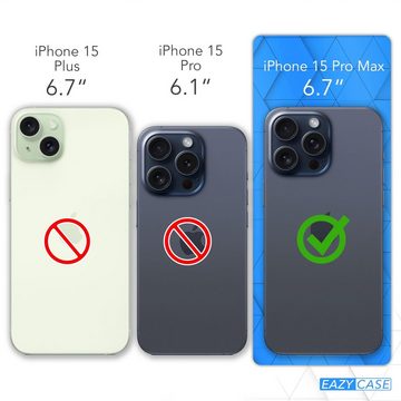 EAZY CASE Handykette Metallkette Magsafe Hülle für iPhone 15 Pro Max 6,7 Zoll, Silikonhülle Transparent Smartphonekette für Unterwegs Ketten Rose