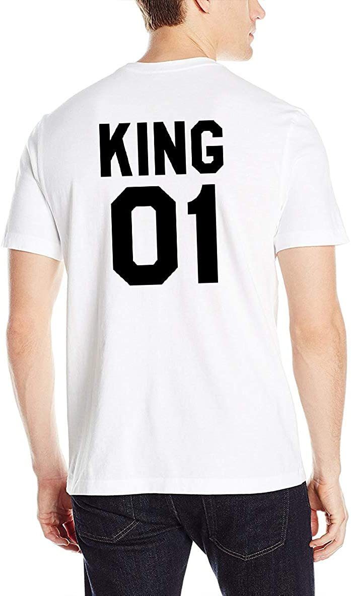 T-Shirt KING T-Shirt Shop Queen modischem Rückenprint und Paar King Couples mit Weiß / Brust- &