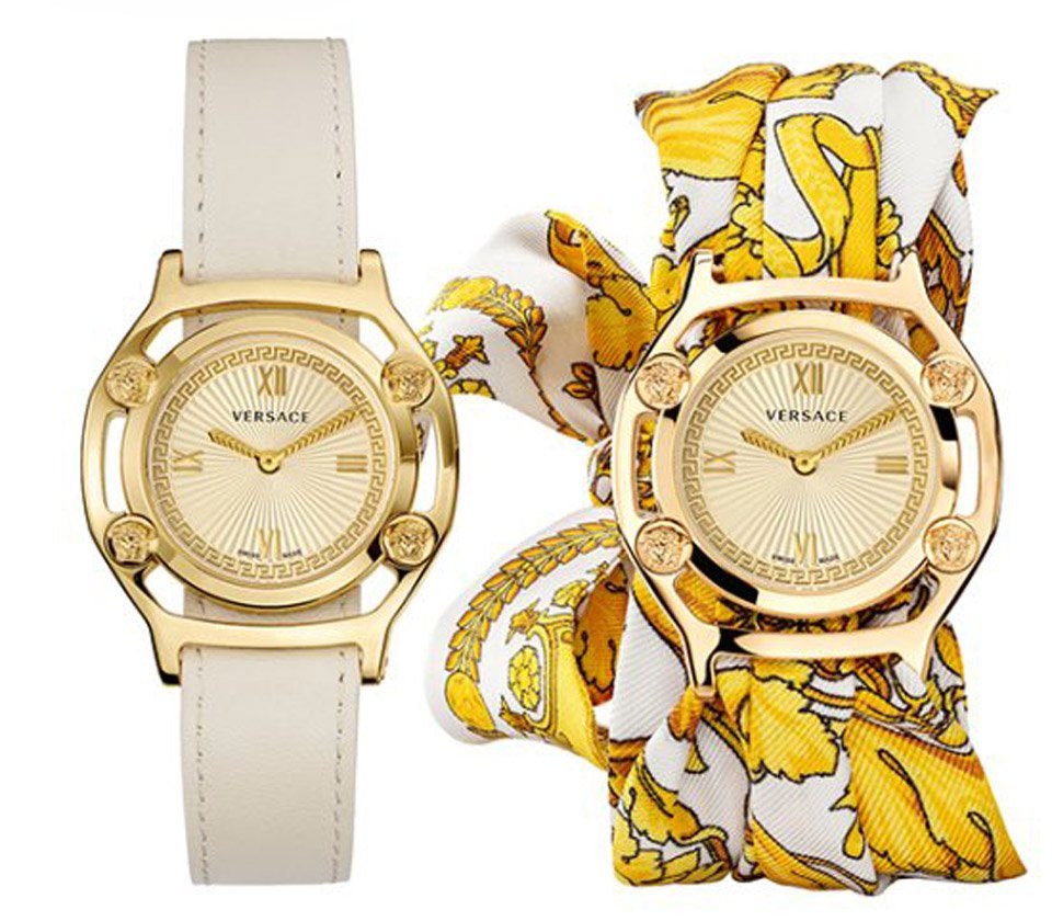 Versace Schweizer Uhr Damen Uhr Medusa Frame VEVF00620 Set 2-tlg. Lederband - Seidentuch