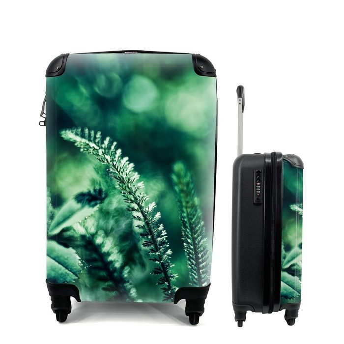MuchoWow Handgepäckkoffer Viele verschiedene botanische Pflanzen vor einem unscharfen 4 Rollen Reisetasche mit rollen Handgepäck für Ferien Trolley Reisekoffer