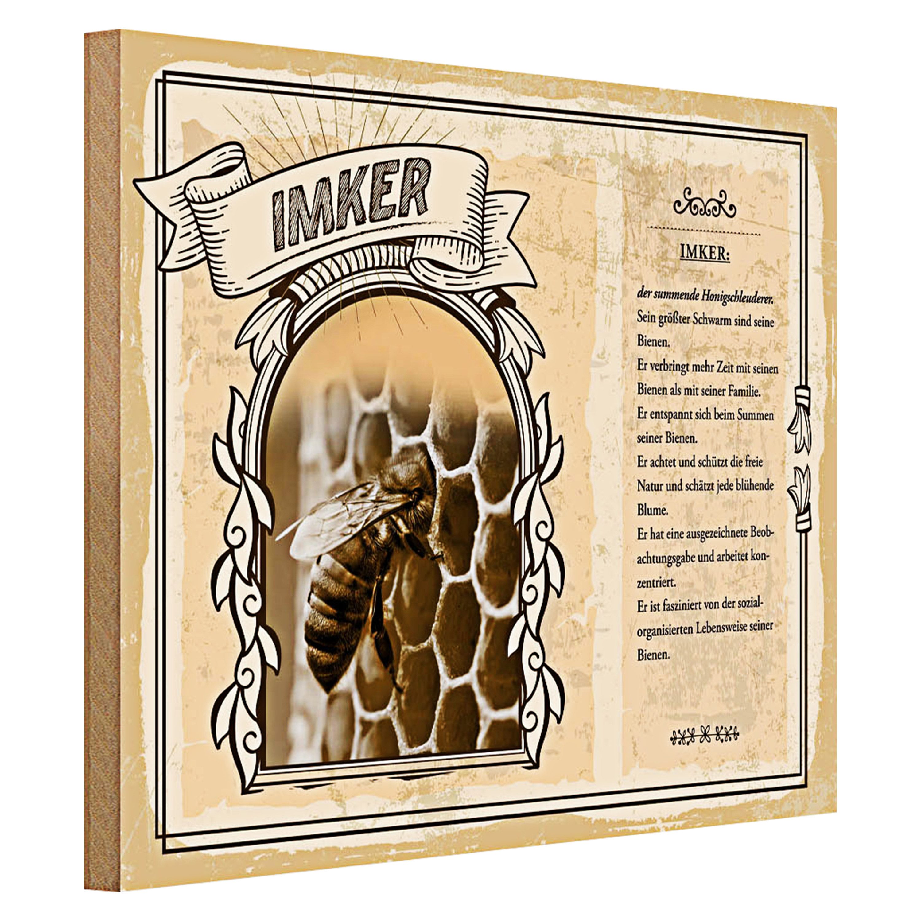 Roomando Holzbild Berufe 40x30cm Imker summender Honigschleuderer