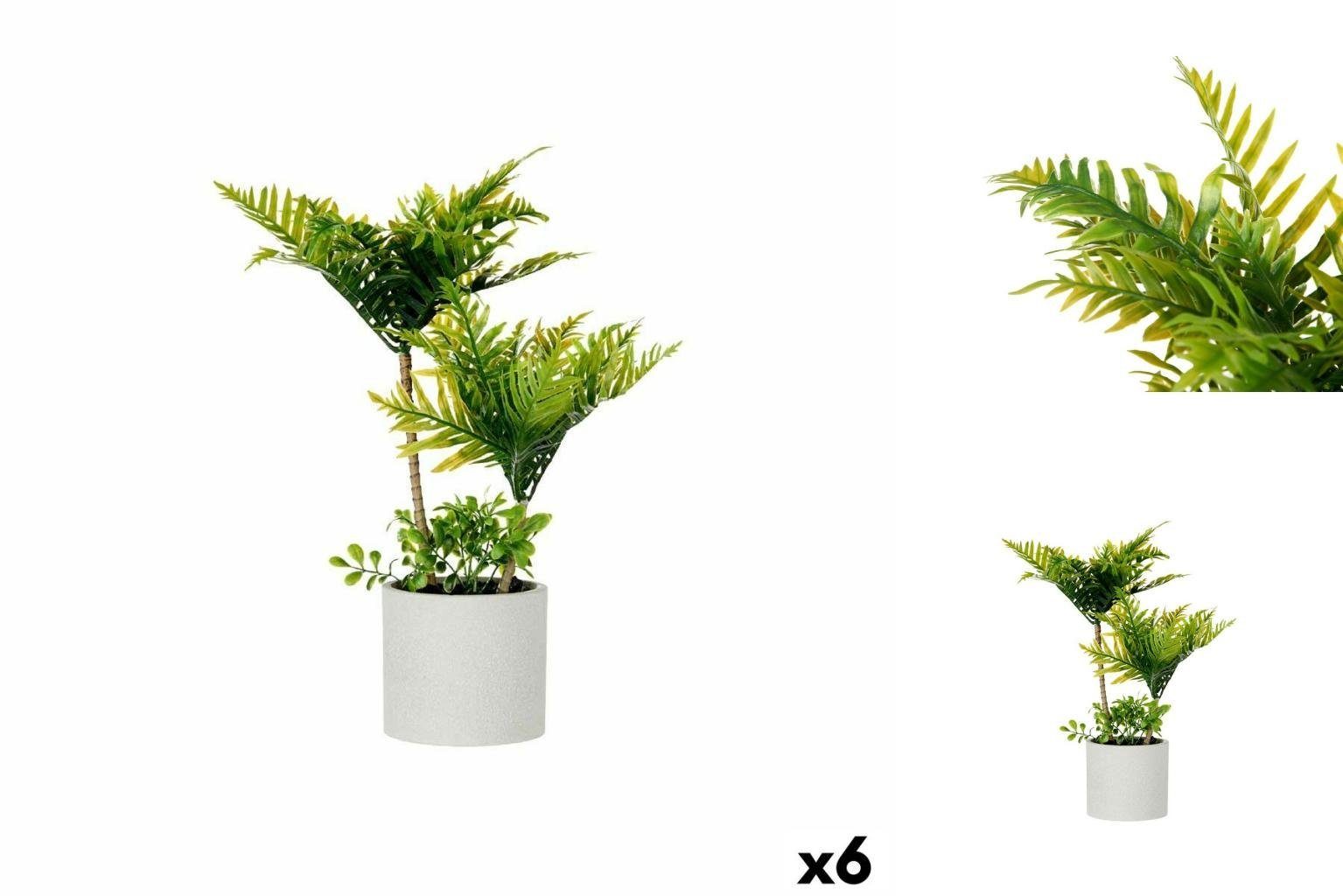 Künstliche Zimmerpflanze Dekorationspflanze Palme Kunststoff Zement 12 x 45 x 12 cm 6 Stück, Ibergarden, Höhe 14 cm
