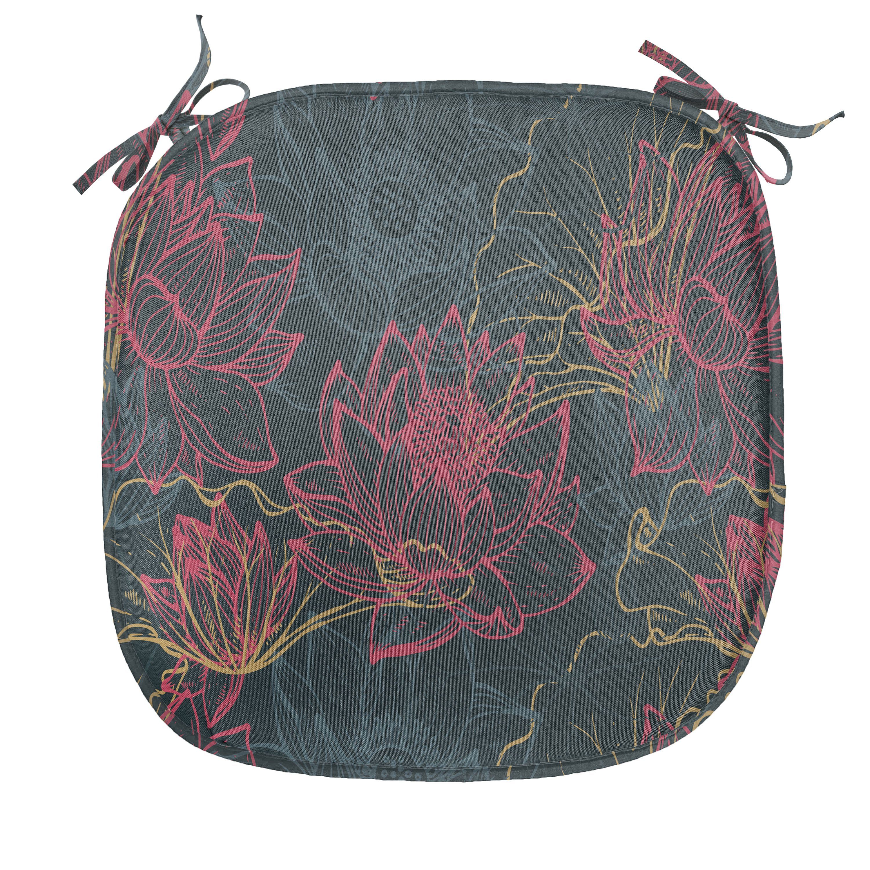 für mit Abakuhaus Asien Riemen der Konzept von Blumen Dekoratives Kissen Stuhlkissen wasserfestes Lotus Küchensitze,