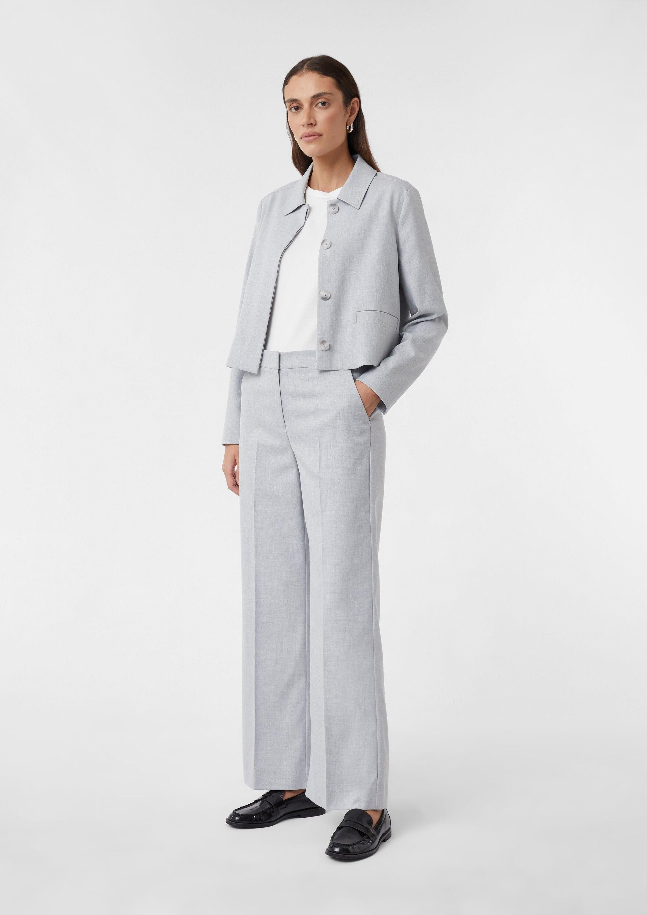 comma Chinos Hose Melierte Marlenehose mit Bügelfalten