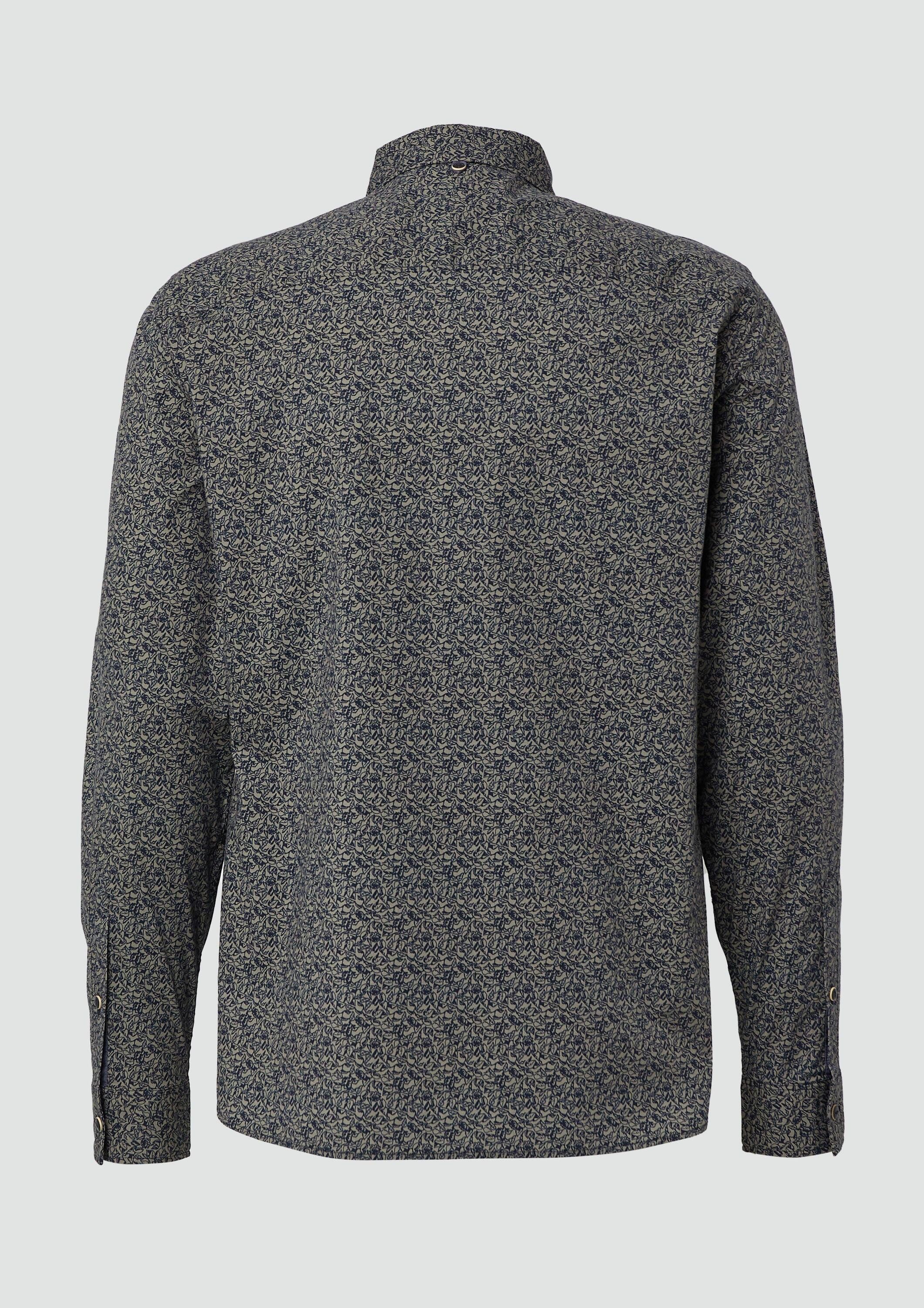 s.Oliver Langarmhemd Hemd Slim Fit: Baumwollhemd mit All-over-Print