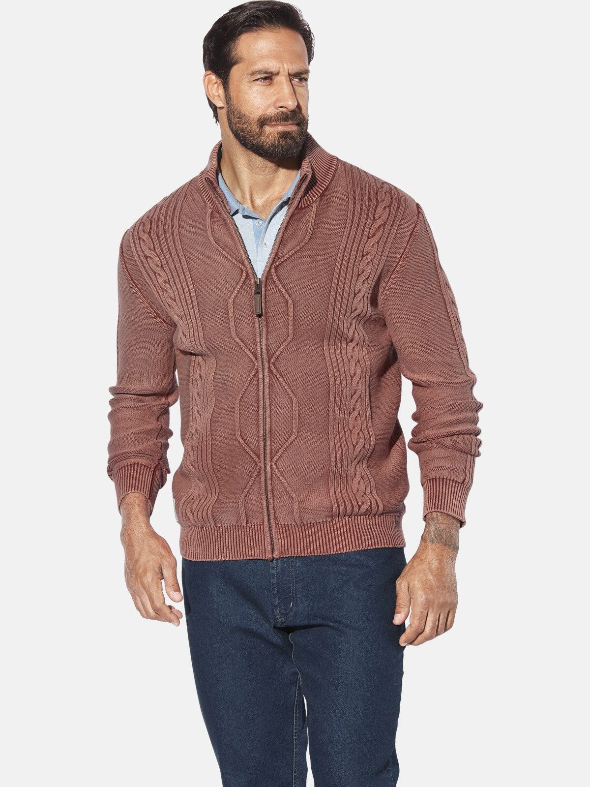 Jan Vanderstorm Cardigan AKSELSKAR mit Zopfmuster