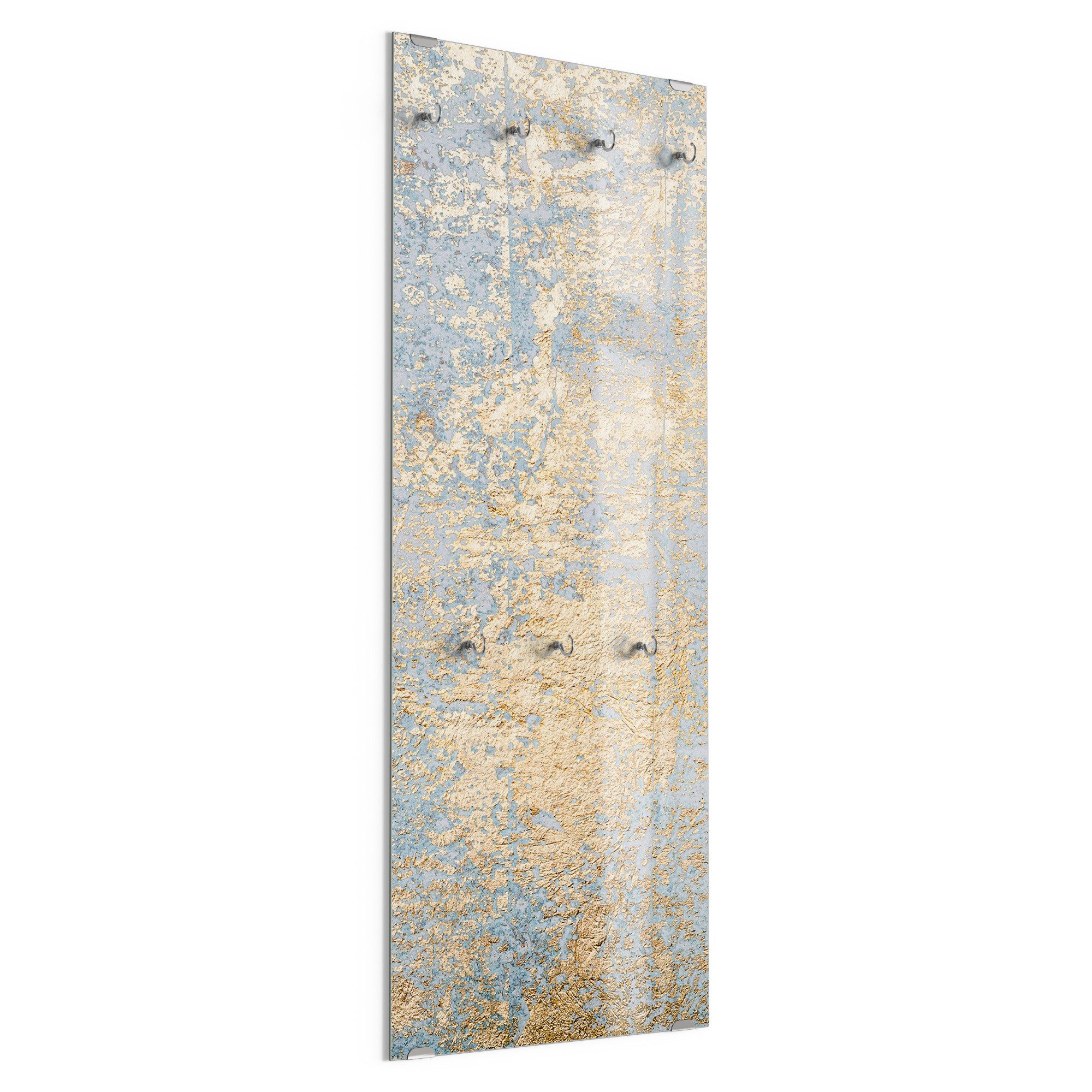 DEQORI Kleiderhaken 'Wand mit Gold-Struktur', Glas Garderobe hängend Flur Jackenhalter modern Wandgarderobe Haken