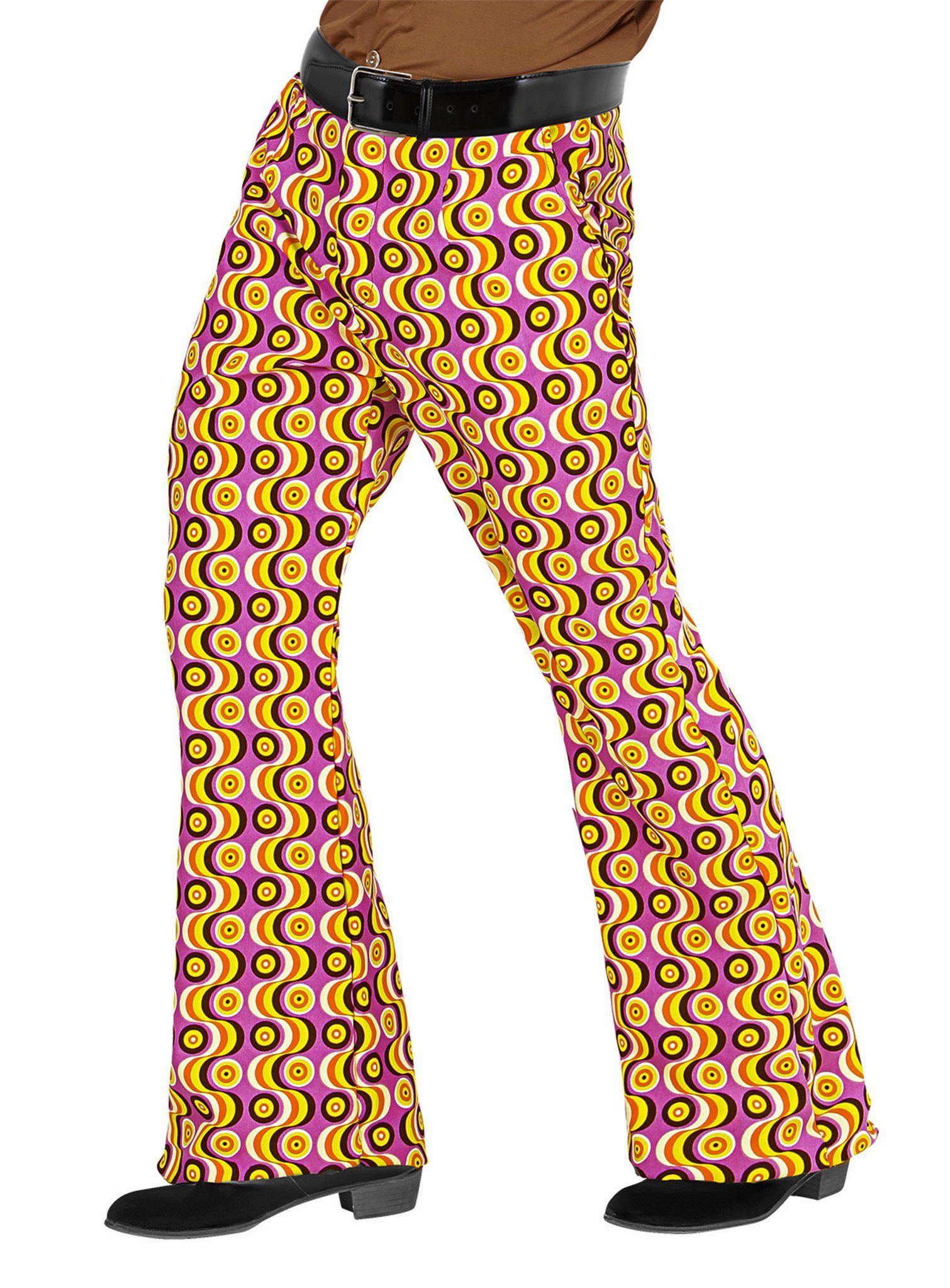 Widdmann Kostüm 70er Herrenhose Swing, Für Schlager- und Mottopartys: bunte Schlaghose für Männer im Stil