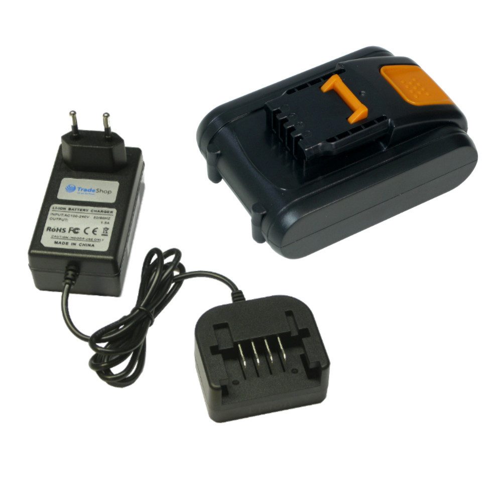 Trade-Shop Set passend für Worx WA3641 WG165, Rockwell RW9351.1 - Ladegerät + Akku Li-Ion 4000 mAh (20 V)