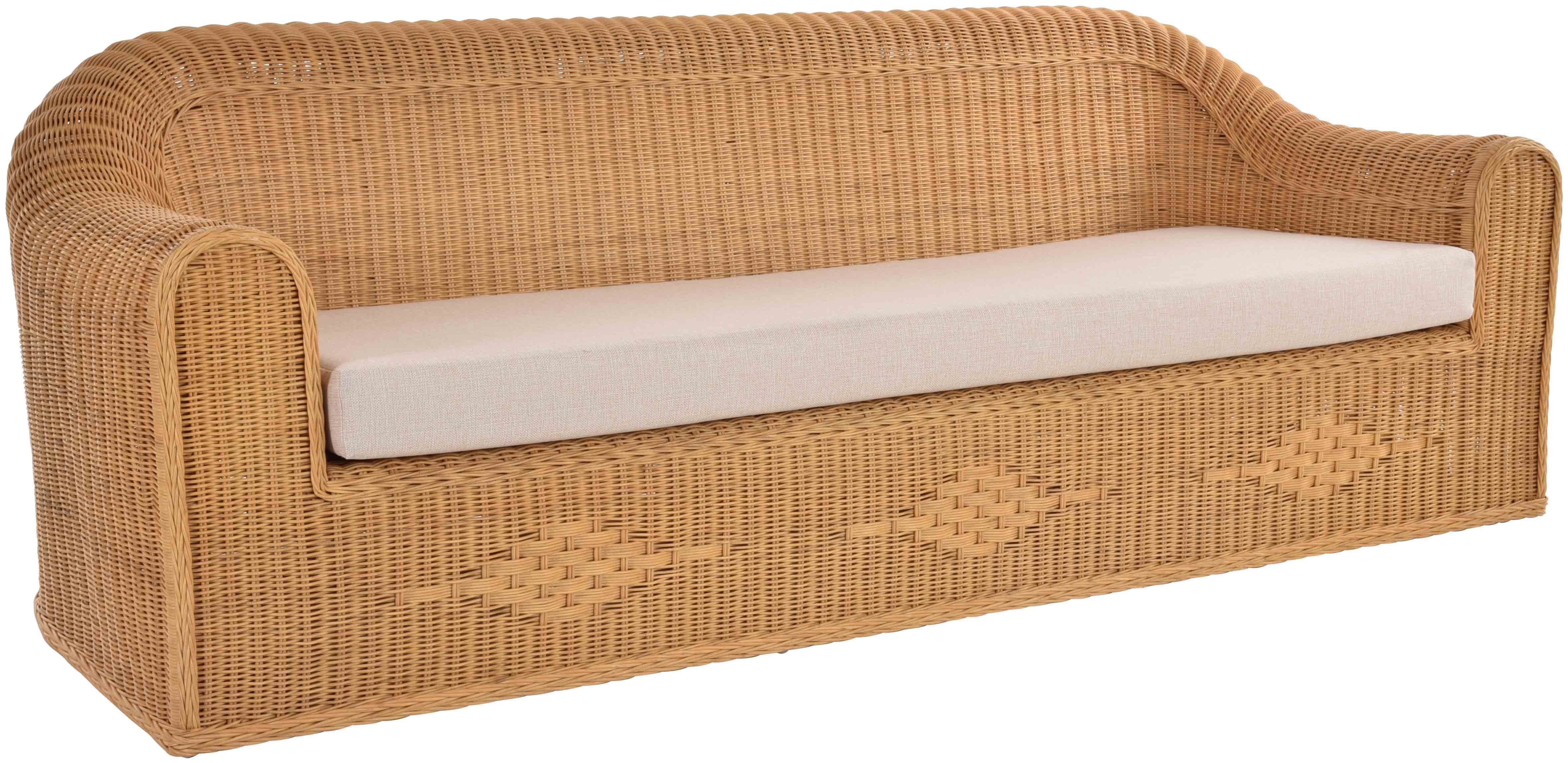 Krines Home Loungesofa Rattansofa Count Rattan aus echtem Lounge Gewölbte Armlehnen Couch Sessel, 4-Sitzer, Wohnzimmer