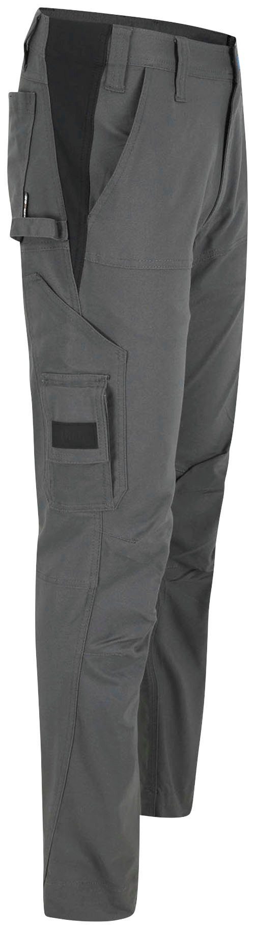 Schnalle Multi-Pocket, Coolmax®-Technologie inkl.Stretchgürtel, mit Torex grau einstellbar (Spar-Set, bis Flaschenöffner, Arbeitshose 130cm) 4-Wege-Stretch, mit Herock