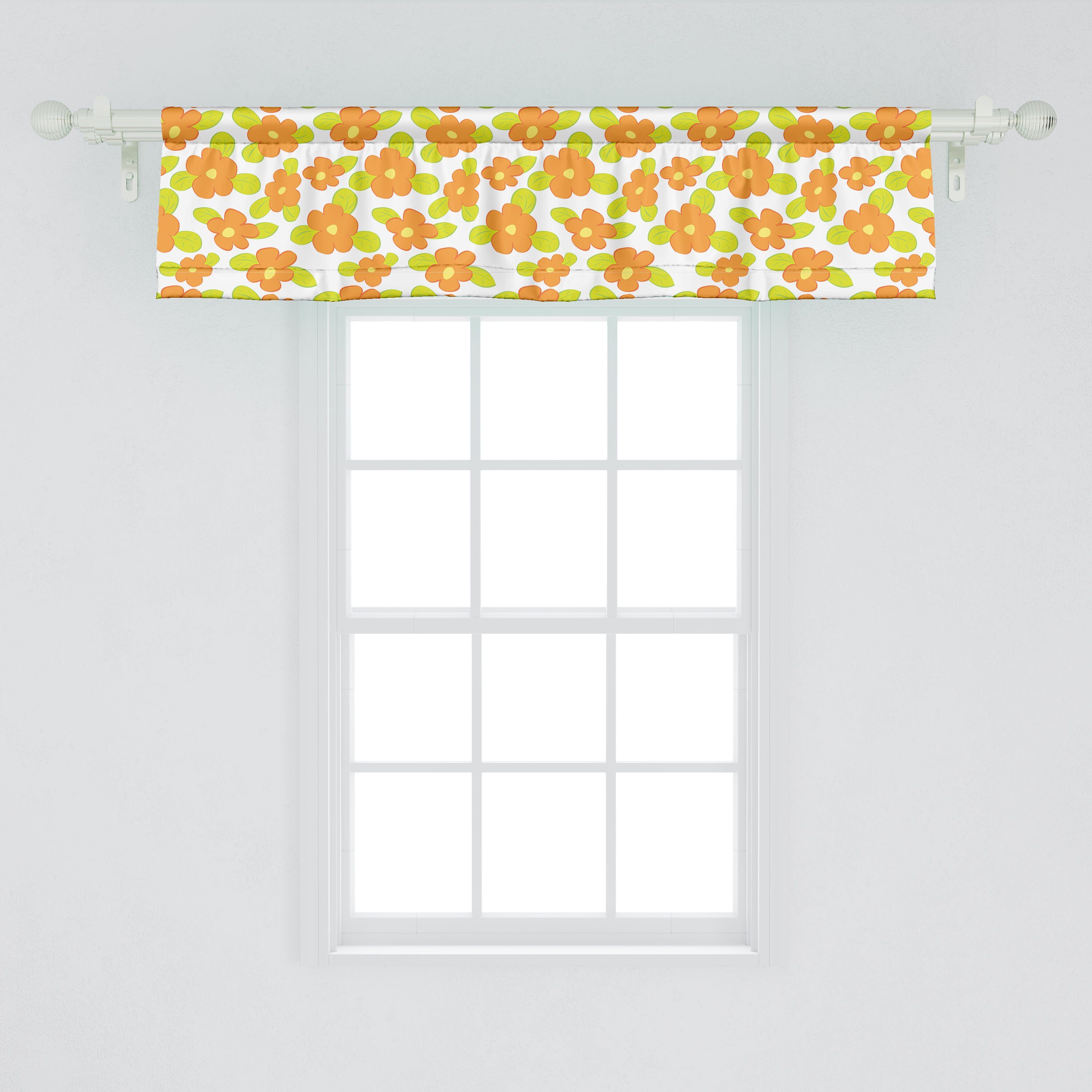 Scheibengardine Küche Volant Dekor Schlafzimmer Microfaser, Floral Abakuhaus, Stangentasche, mit Vorhang Kind-Mädchen-Doodle für Orange