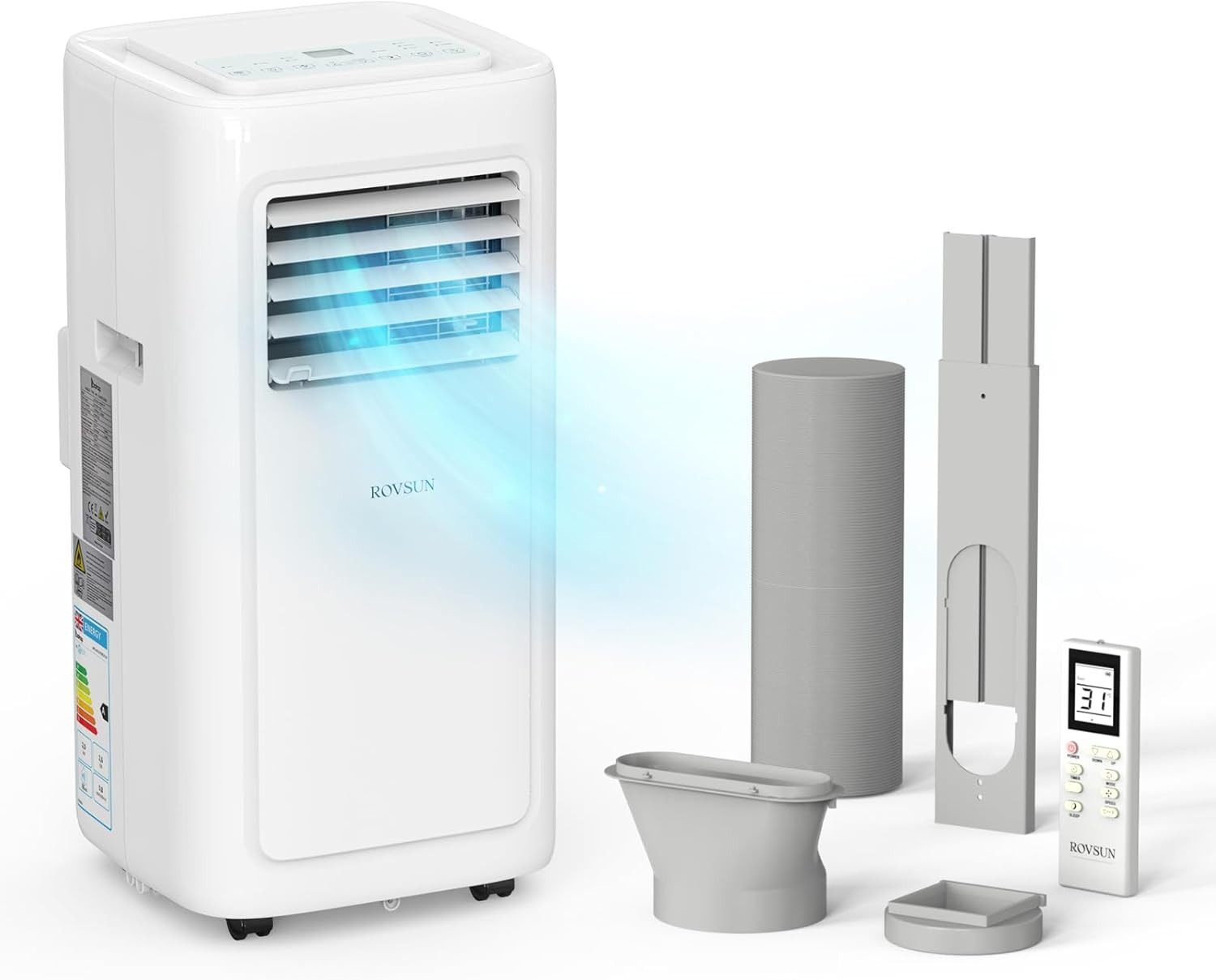 LALAHO Klimagerät 8000 BTU Tragbare Klimaanlage Fernbedienung und Digitalanzeige