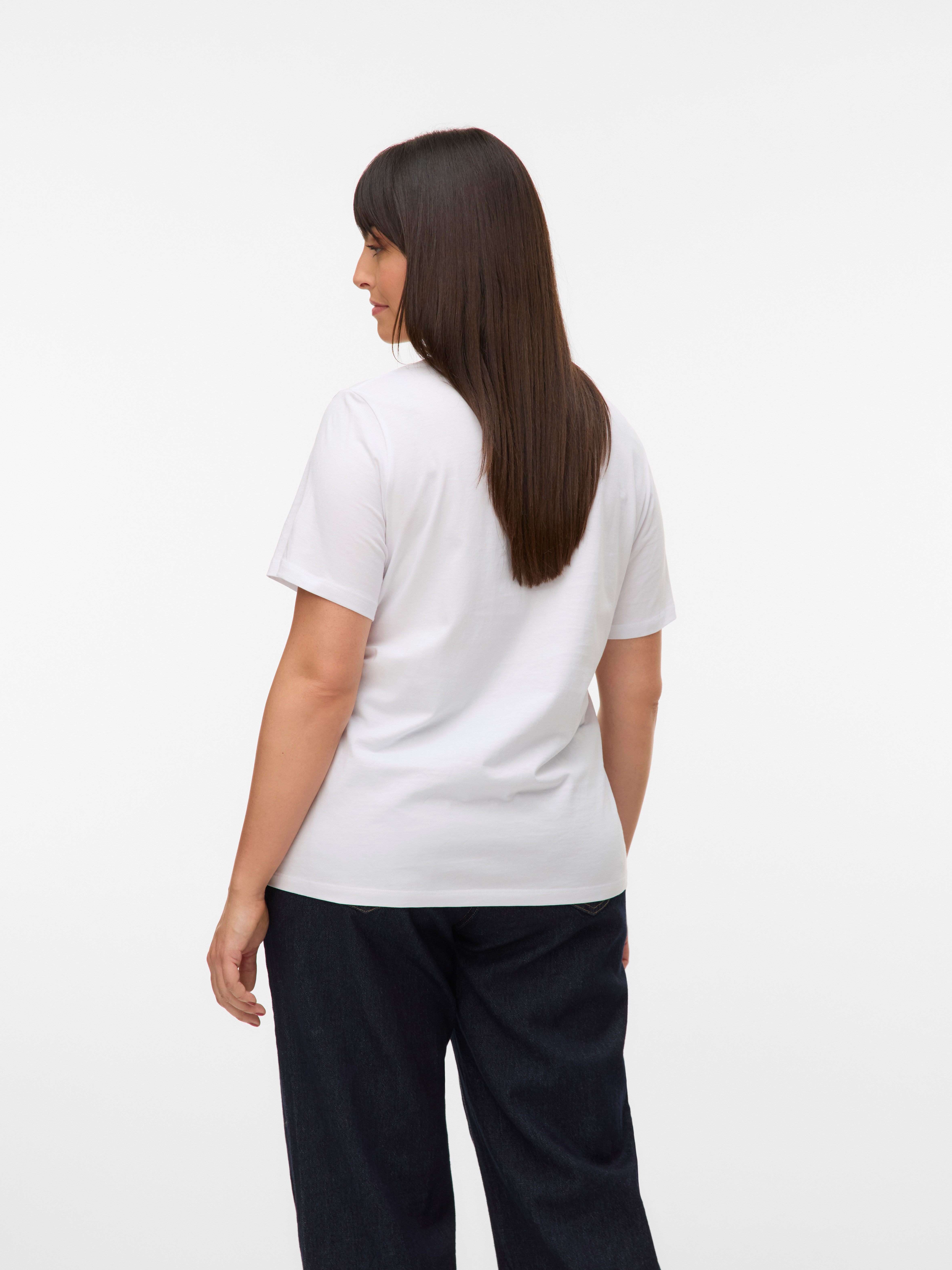 Vero Moda Curve Kurzarmshirt VMPAULINA SS T-SHIRT GA JRS NOOS CUR Baumwolle, regular fit