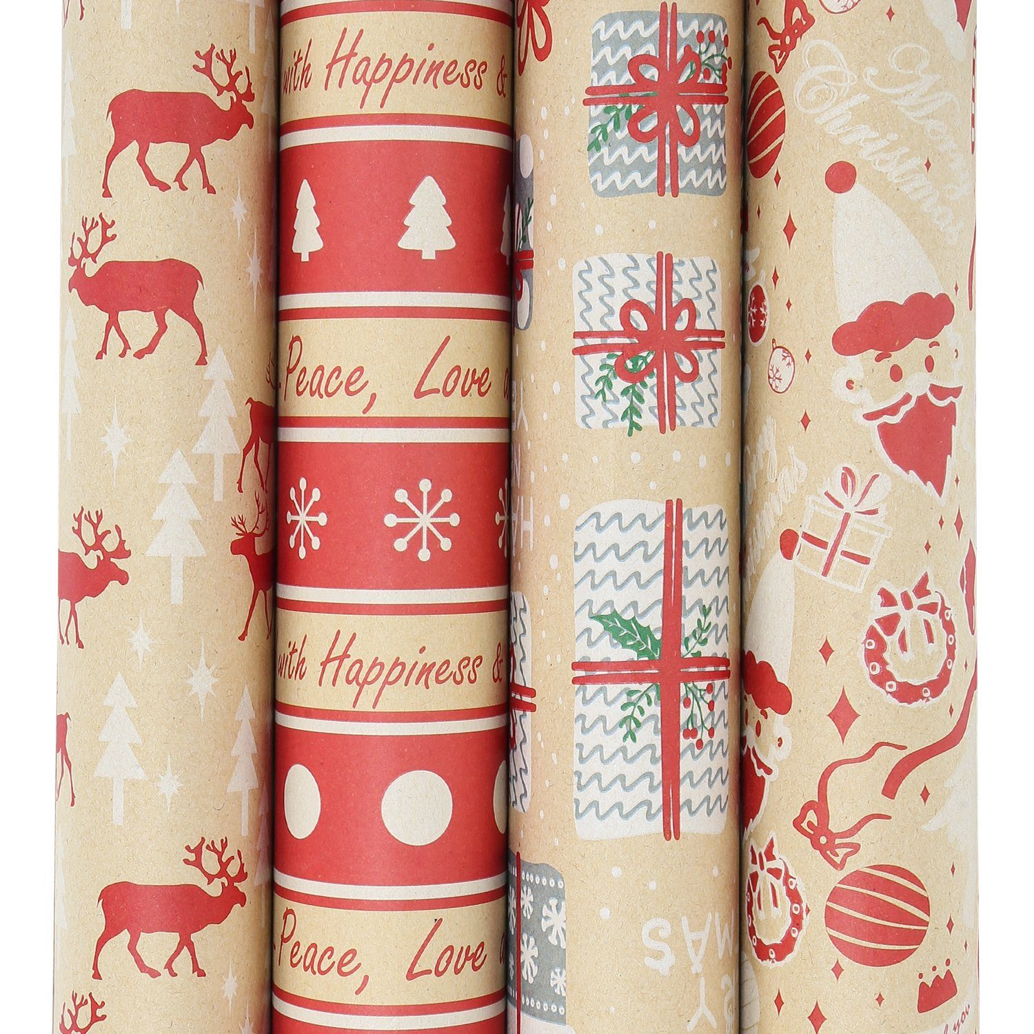 Gimisgu Geschenkpapier Geschenkpapier 24 Stücke 70 x 50 cm Weihnachtspapier 4 Muster, (24St)