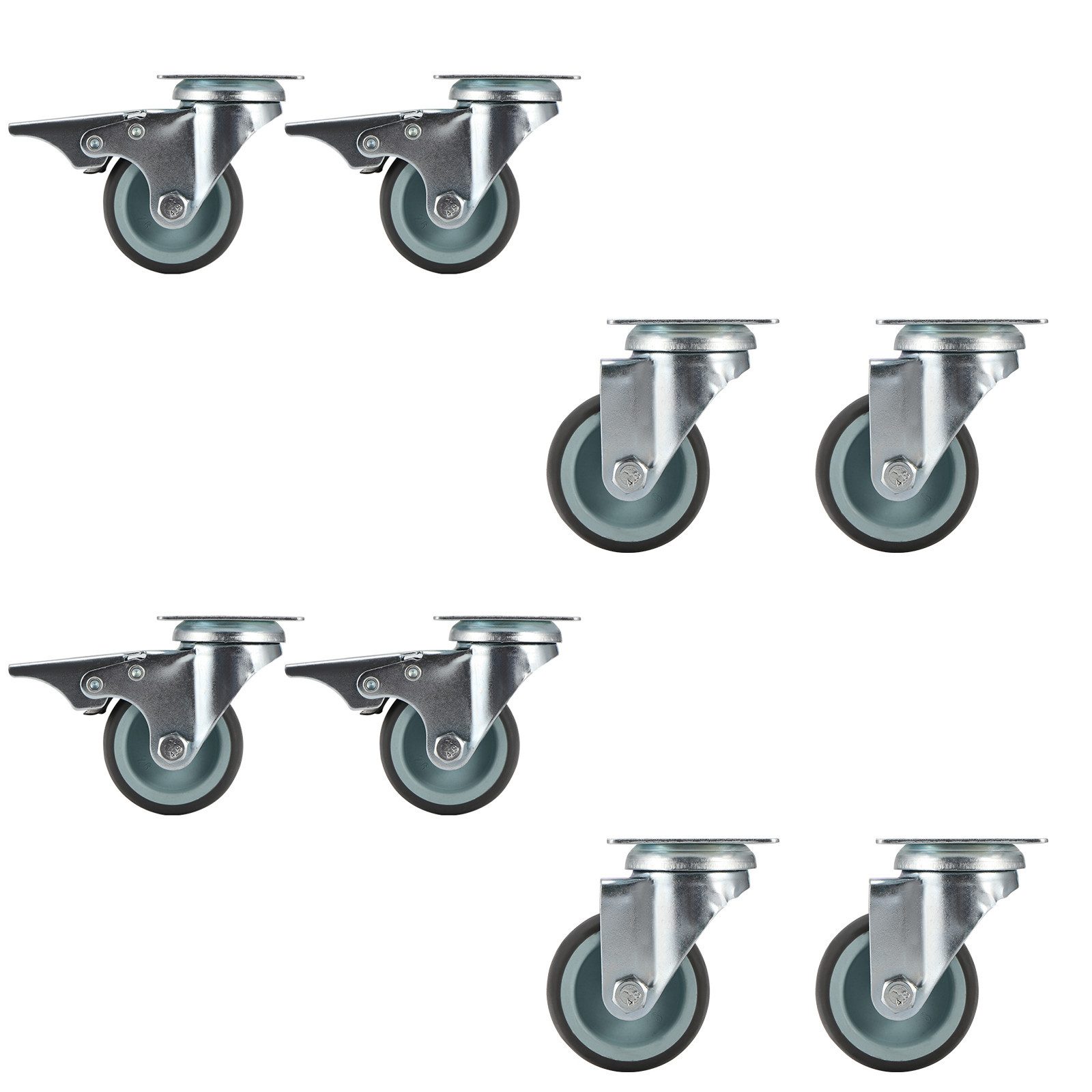 BlingBin Lenkrolle 2-Zoll-TPU-Einzelrad-Flachdrehrolle, (8 Stück, 8-St., 5 × 5 cm), Industrierollen mit 360°-Drehung, jede mit einer Tragkraft von 50 kg