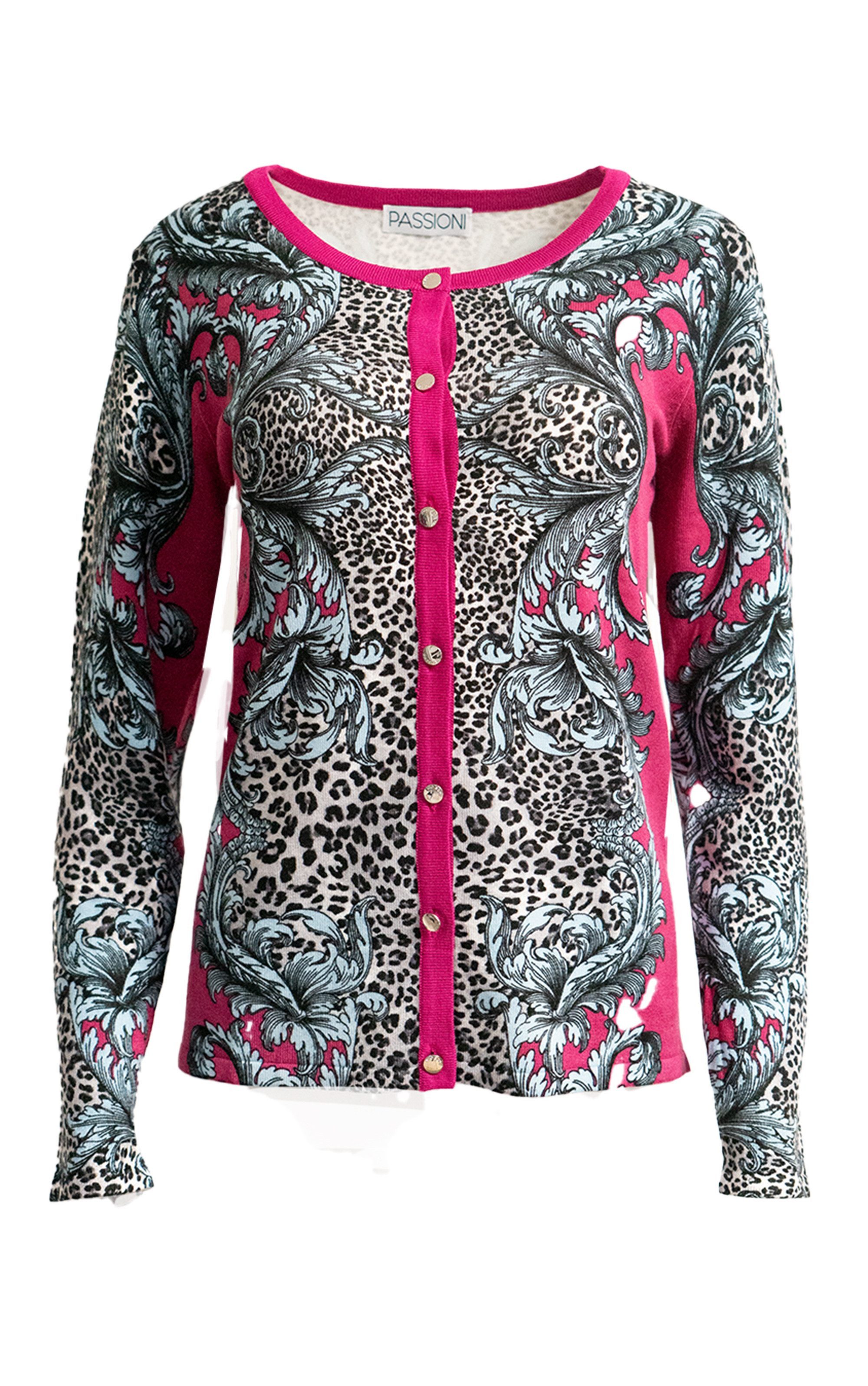 Passioni 2-in-1-Strickjacke Twinset im Leopardenstil günstig online kaufen