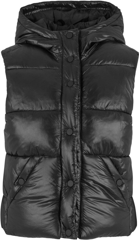 URBAN CLASSICS Sweatweste Ladies Recycled Shiny Puffer Vest With Hood